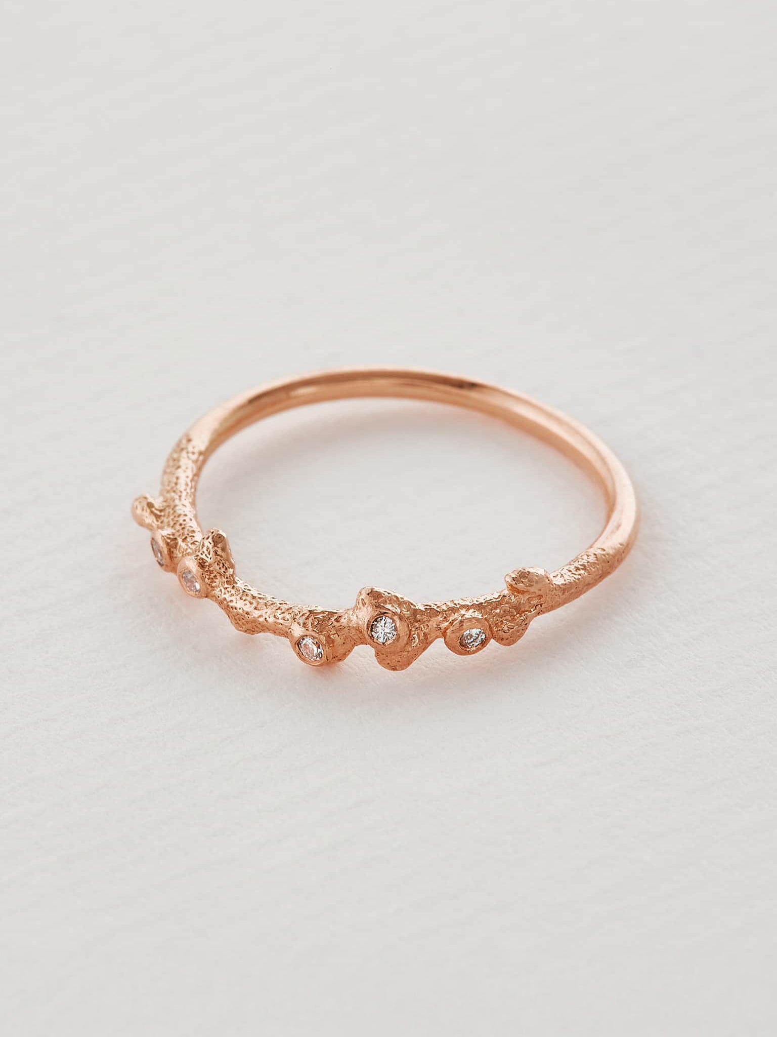 Coral Texture Ring with Diamonds - image 9 | 18ct rose gold