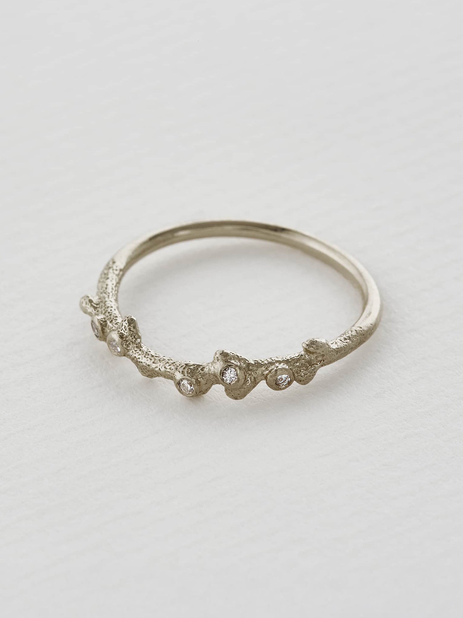 Coral Texture Ring with Diamonds - image 7 | 18ct white gold