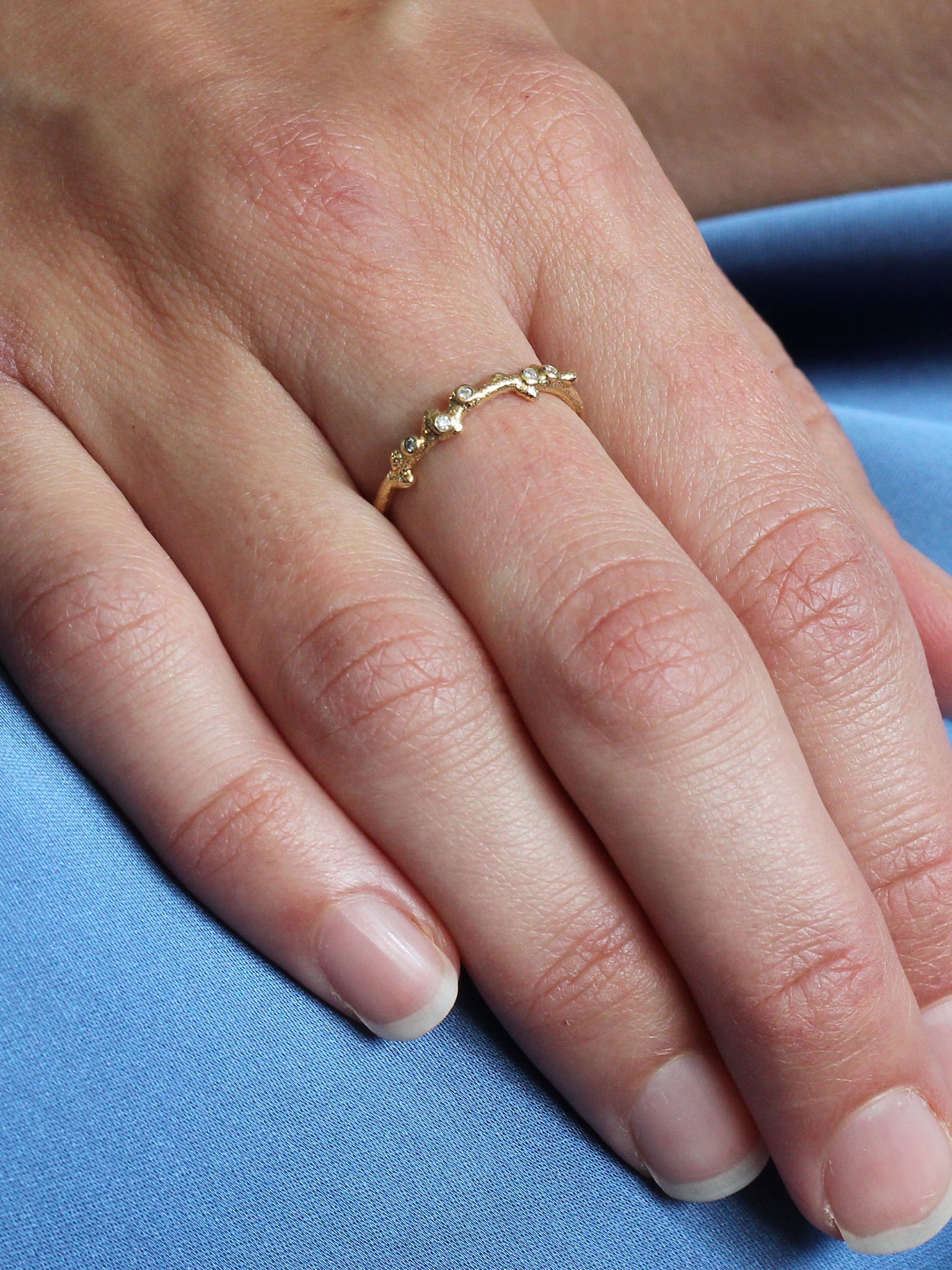 Coral Texture Ring with Diamonds - image 2