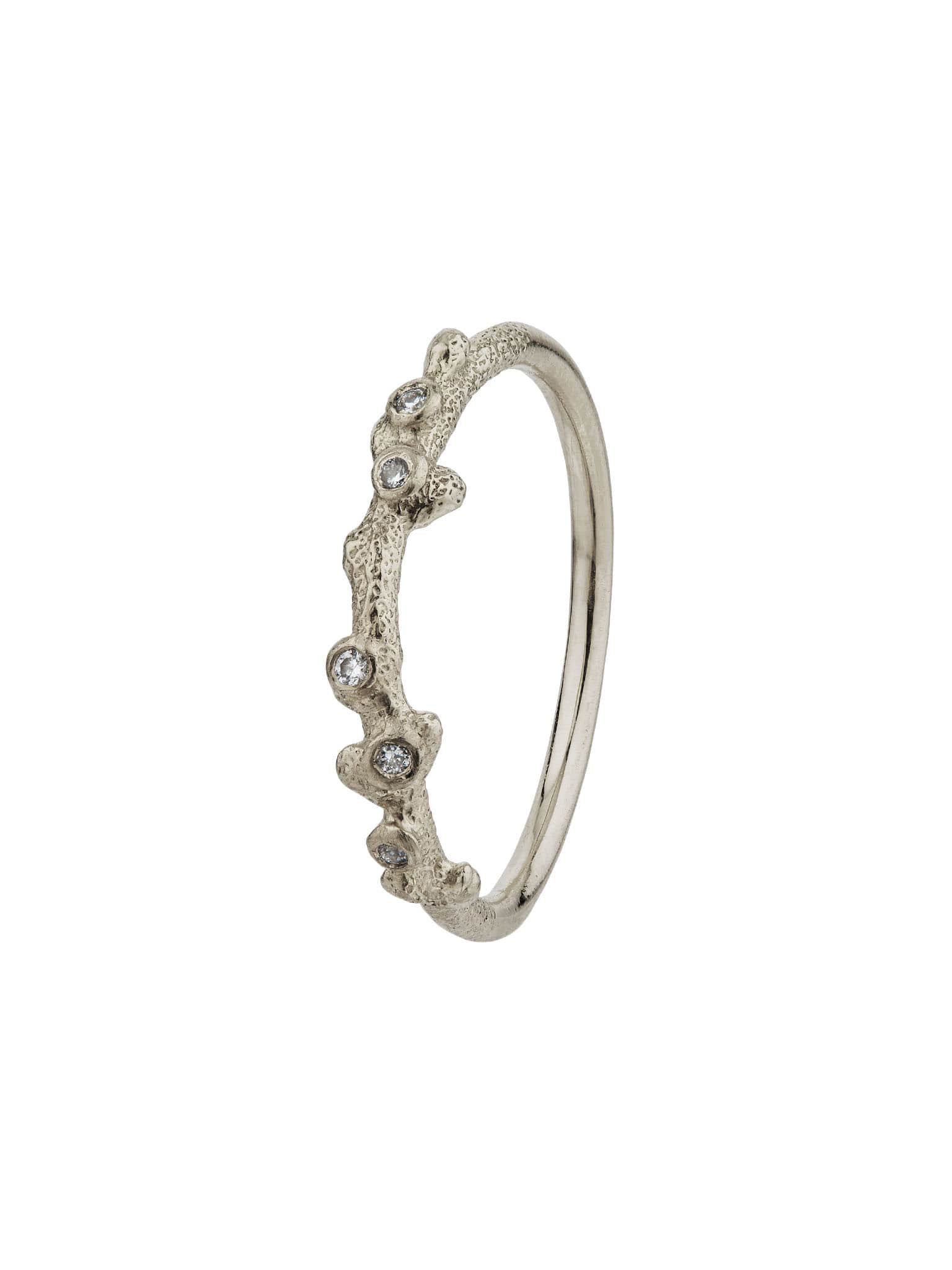 Coral Texture Ring with Diamonds - image 10 | platinum