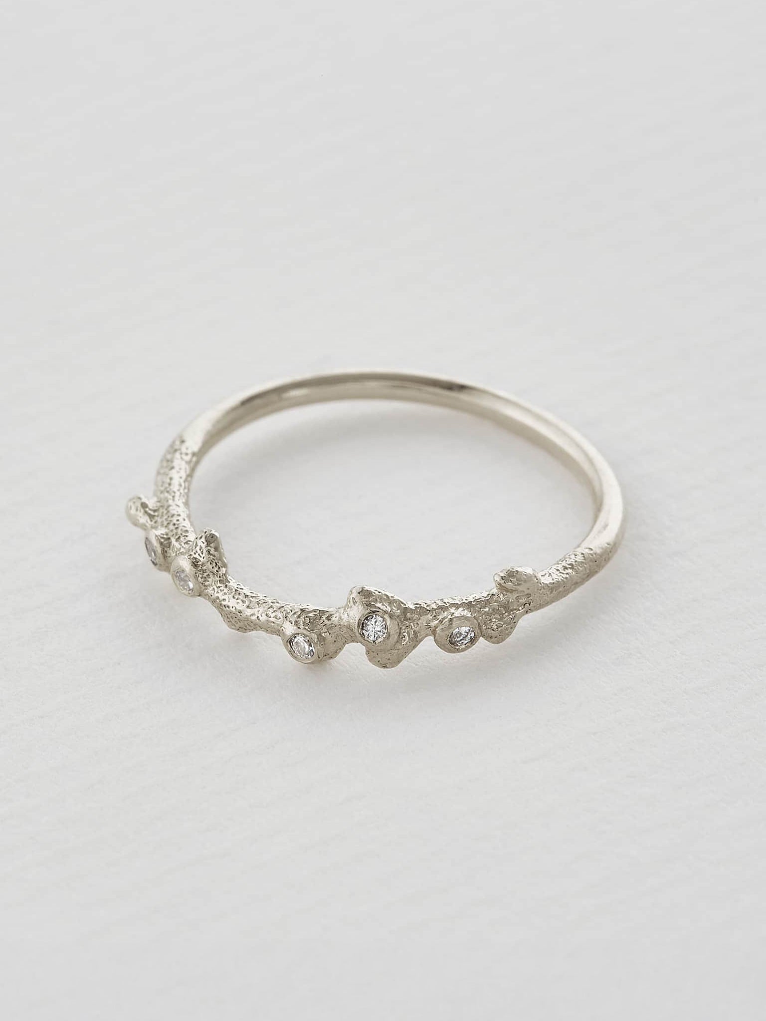 Coral Texture Ring with Diamonds - image 11 | platinum