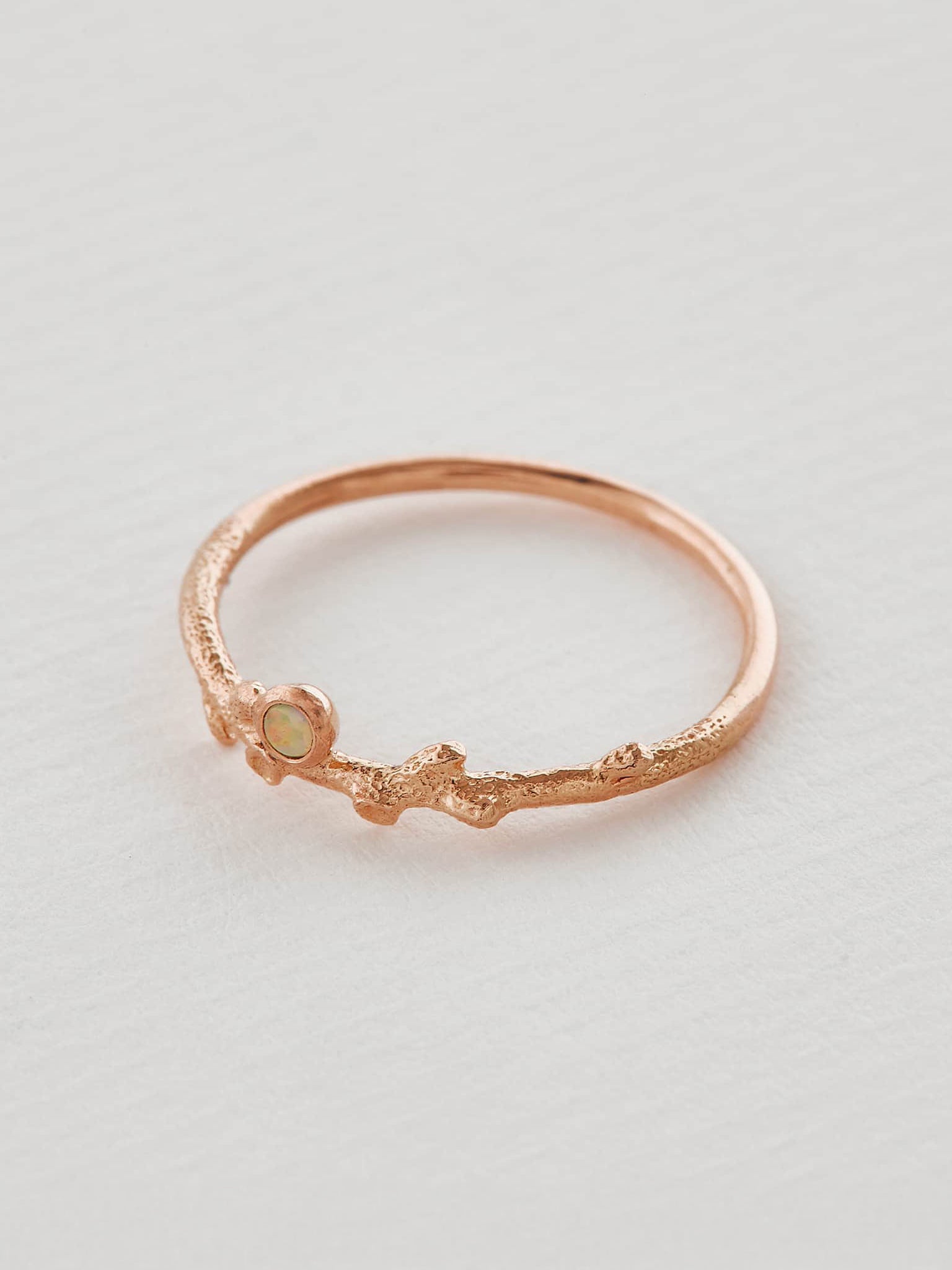 Fine Coral Texture Opal Ring - image 8 | 18ct rose gold