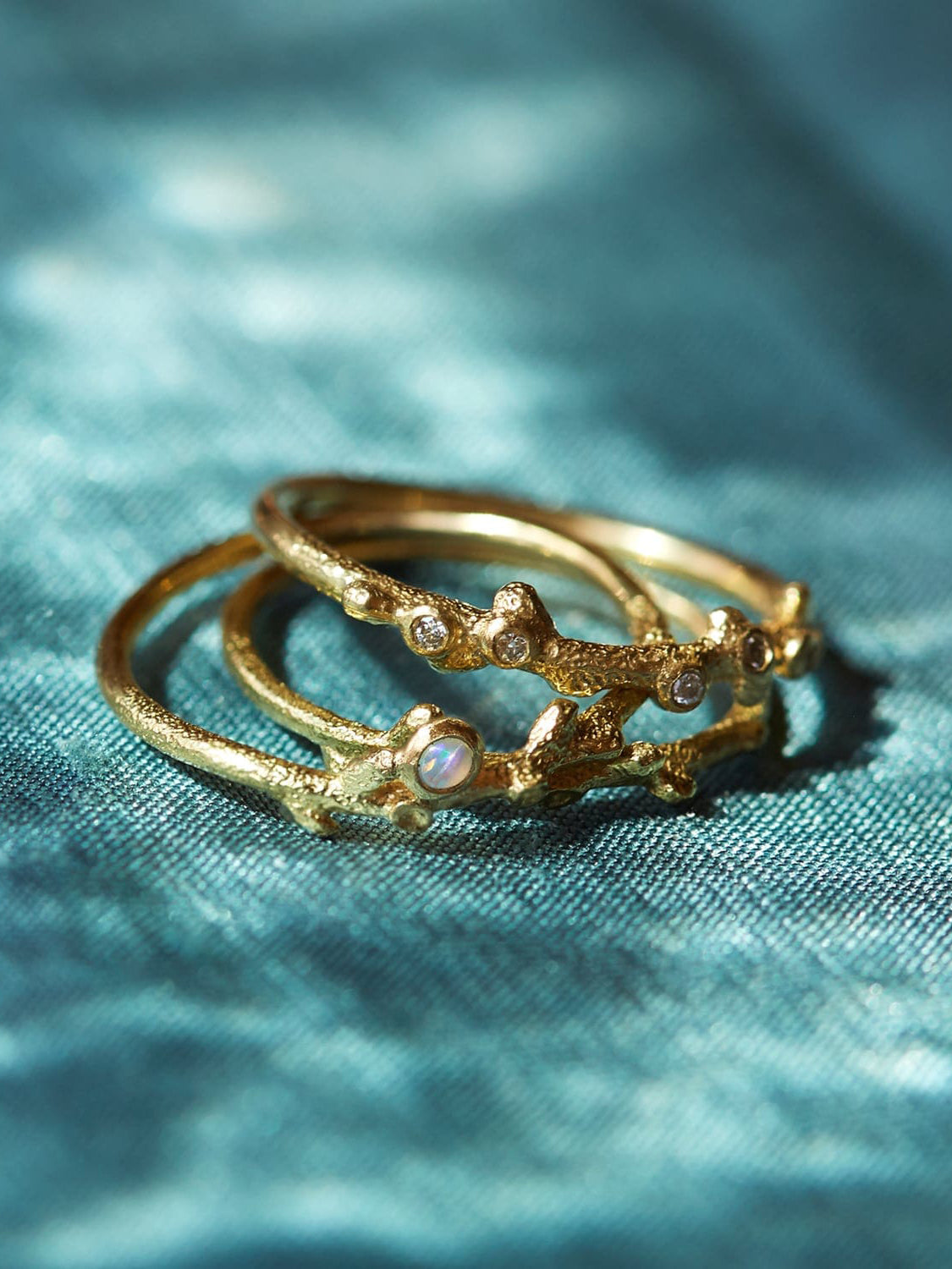 Fine Coral Texture Opal Ring - image 3