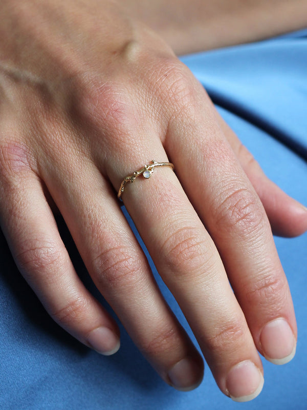 Fine Coral Texture Opal Ring