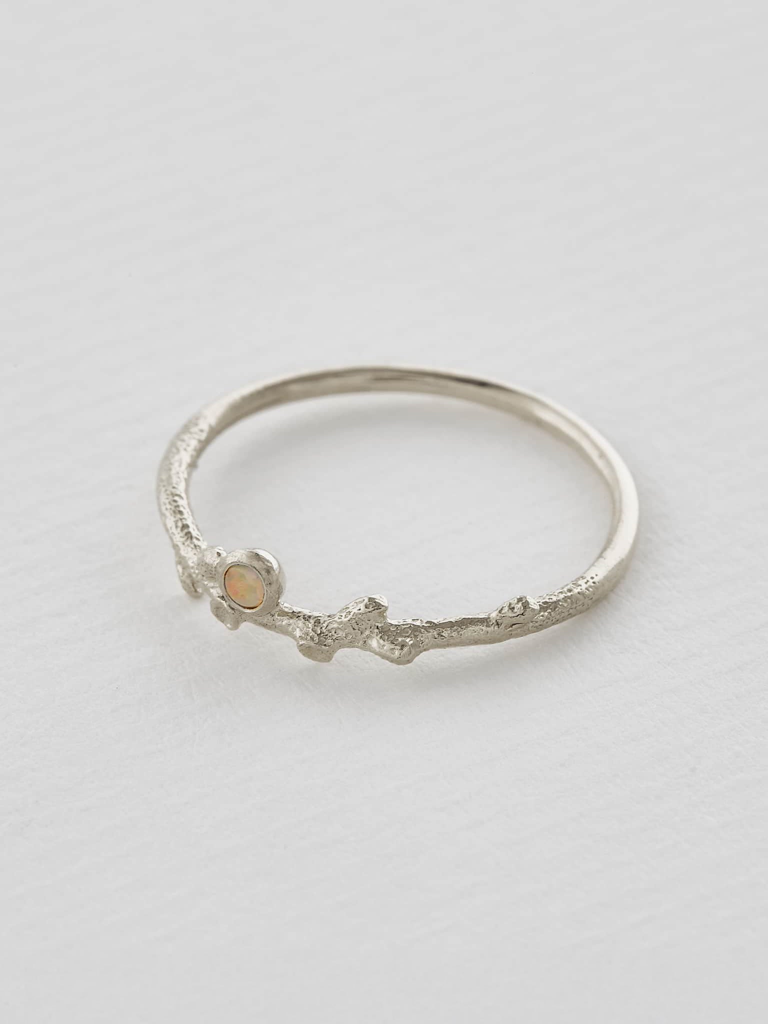Fine Coral Texture Opal Ring - image 10 | platinum