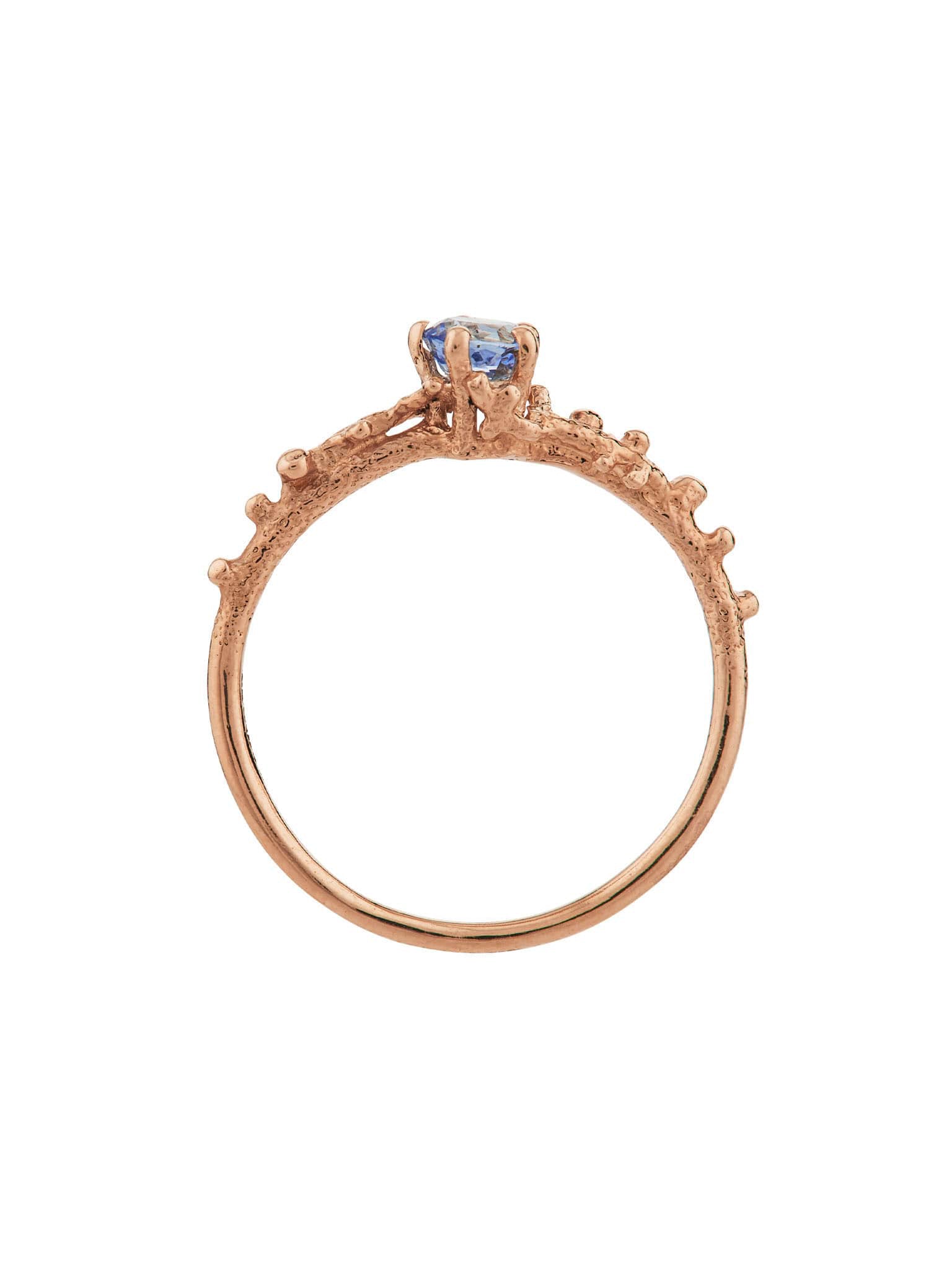 Coral Texture Blue Sapphire Solitaire Ring - image 10 | 18ct rose gold
