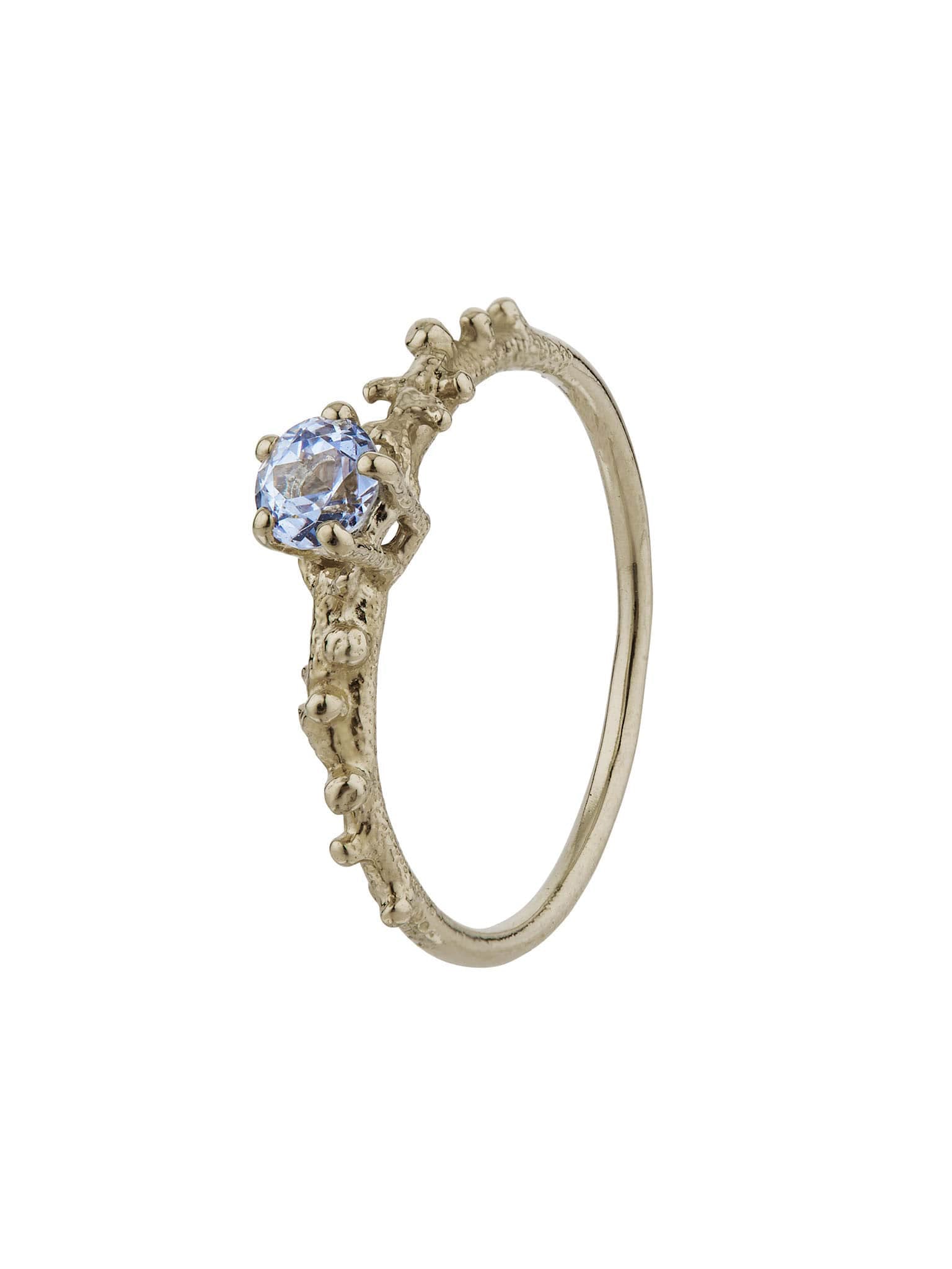 Coral Texture Blue Sapphire Solitaire Ring - image 5 | 18ct white gold
