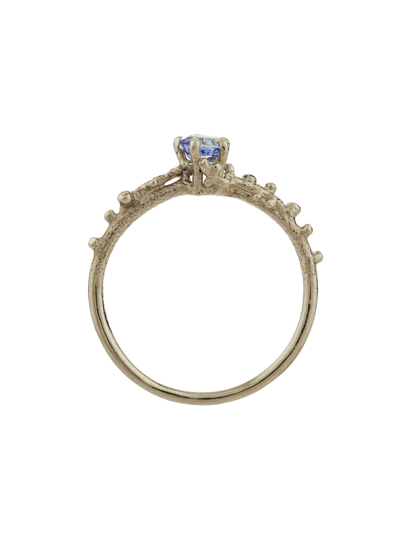 Coral Texture Blue Sapphire Solitaire Ring - image 7 | 18ct white gold