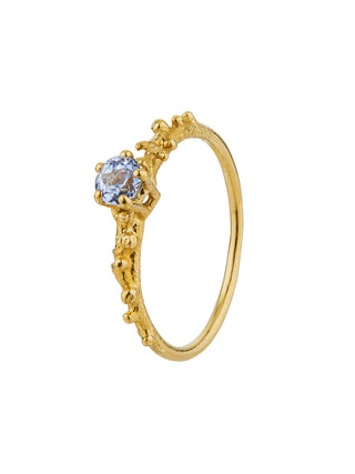 Coral Texture Blue Sapphire Solitaire Ring