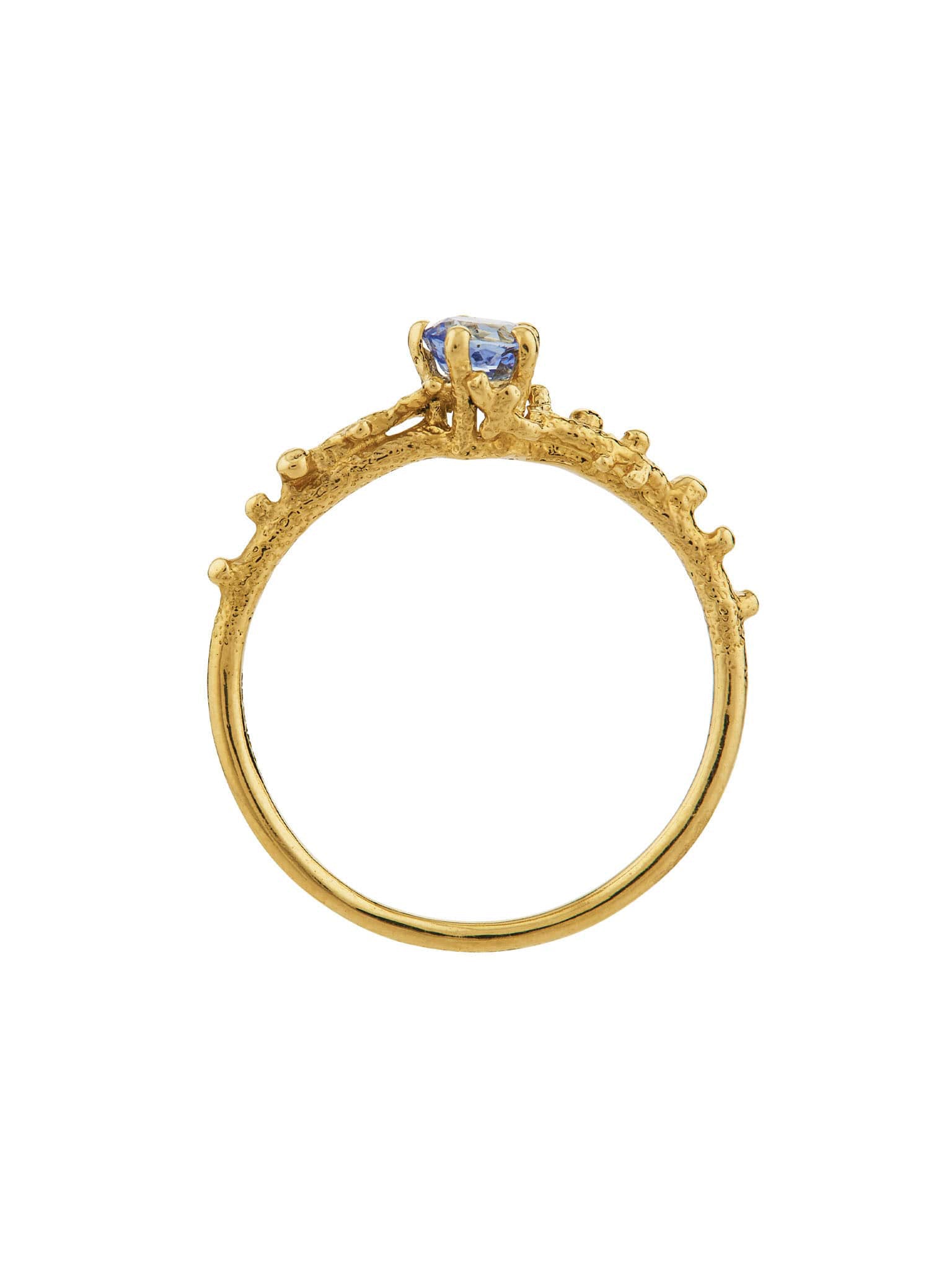 Coral Texture Blue Sapphire Solitaire Ring - image 4 | 18ct yellow gold