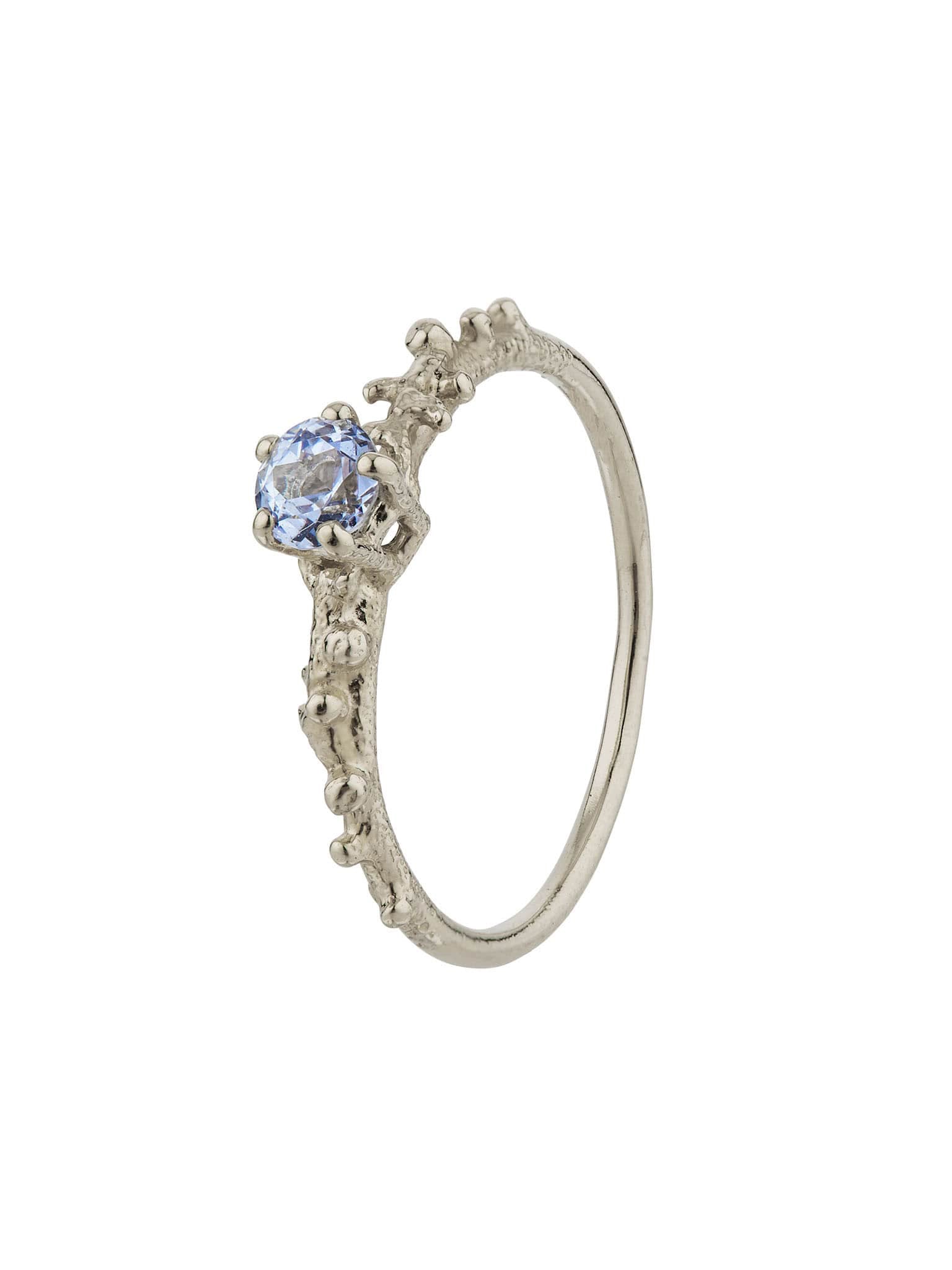 Coral Texture Blue Sapphire Solitaire Ring - image 11 | platinum