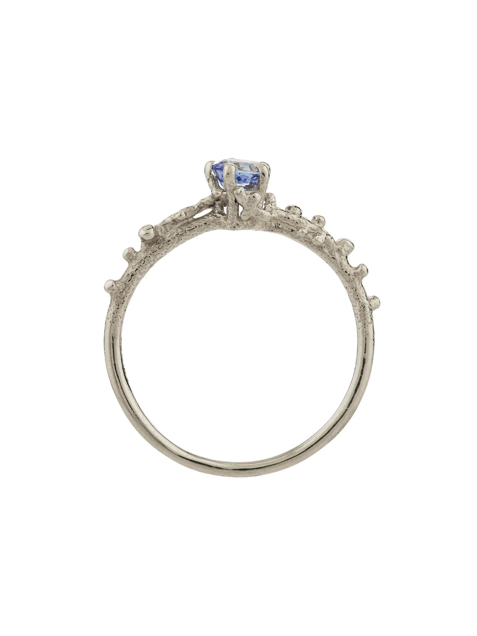 Coral Texture Blue Sapphire Solitaire Ring - image 13 | platinum