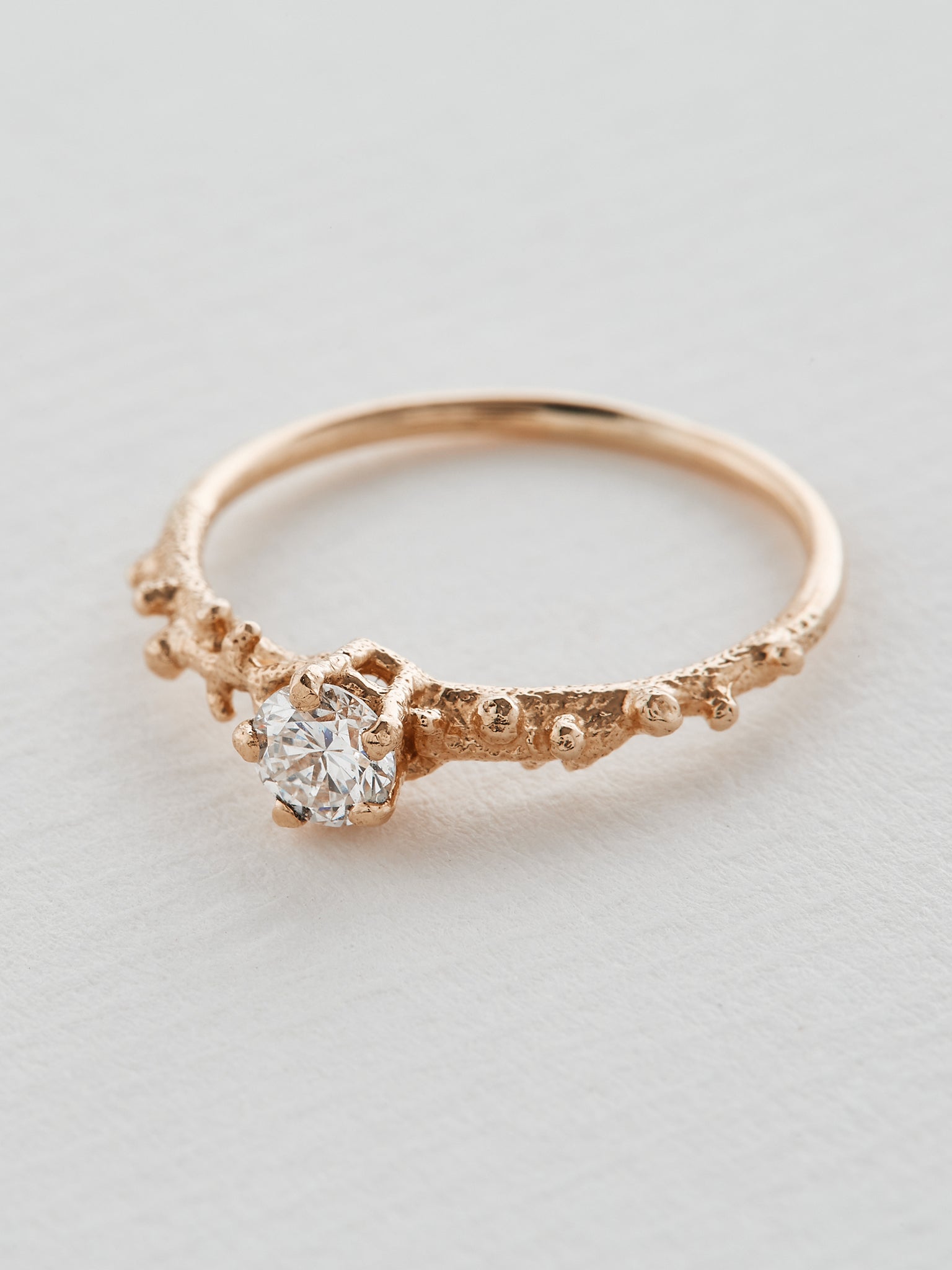Coral Texture Diamond Solitaire Ring with 0.25ct Diamond - image 9 | 18ct rose gold