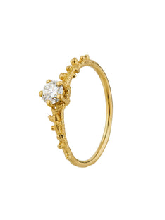 Coral Texture Diamond Solitaire Ring with 0.25ct Diamond