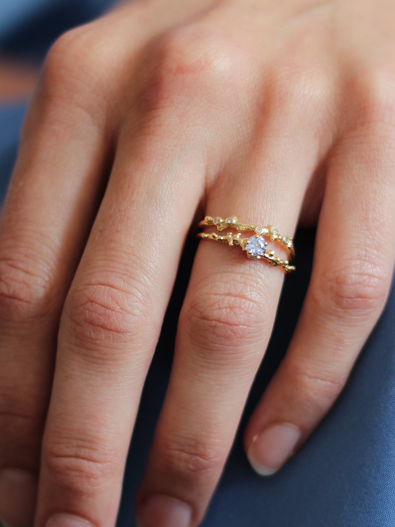 Coral Texture Diamond Solitaire Ring with 0.25ct Diamond - image 2