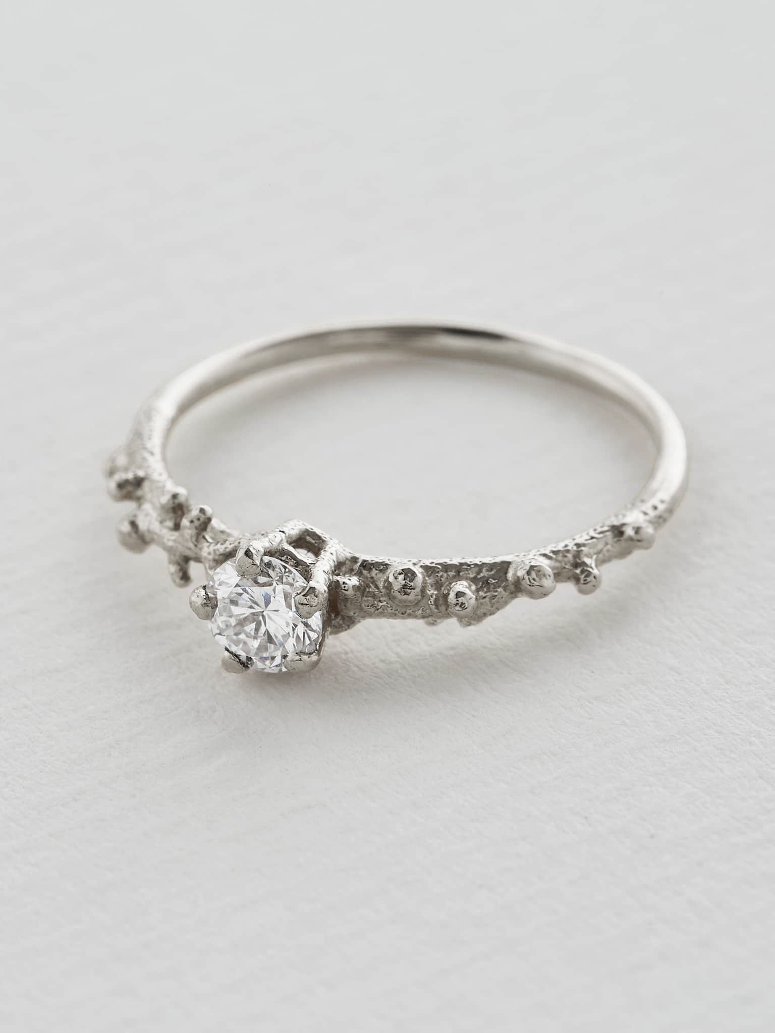 Coral Texture Diamond Solitaire Ring with 0.25ct Diamond - image 12 | platinum