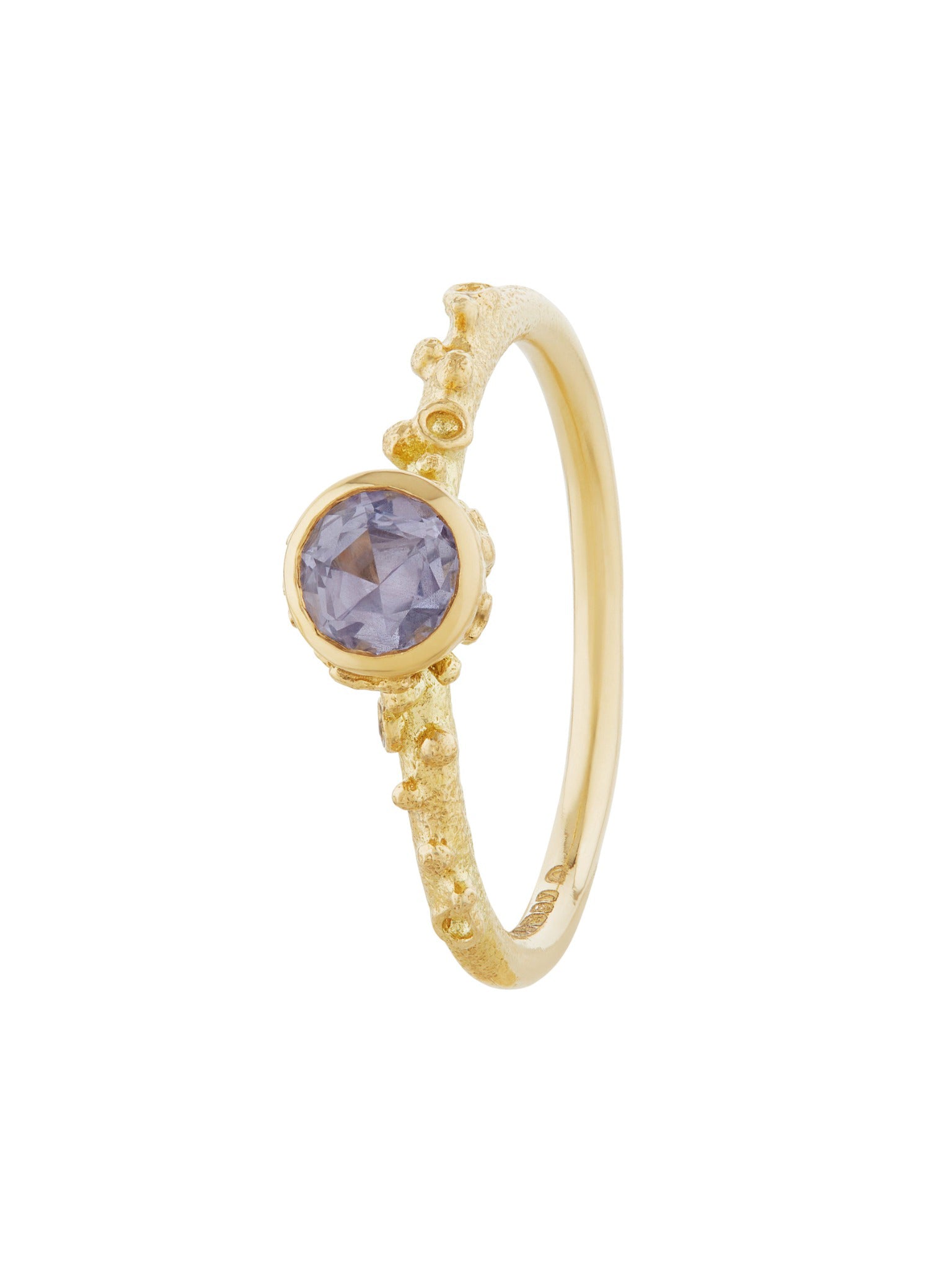 Ocean Coral Ring with Bezel Set Light Lavender Round Silky Sapphire - image 1 | silver