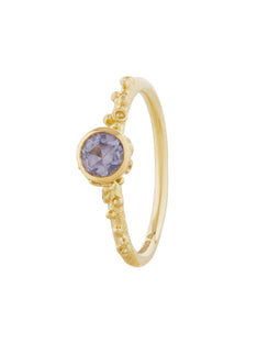 Ocean Coral Ring with Bezel Set Light Lavender Round Silky Sapphire