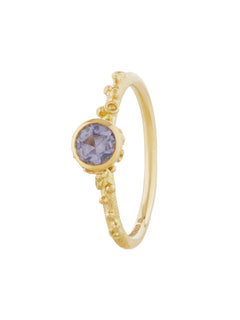 Ocean Coral Ring with Bezel Set Light Lavender Round Silky Sapphire