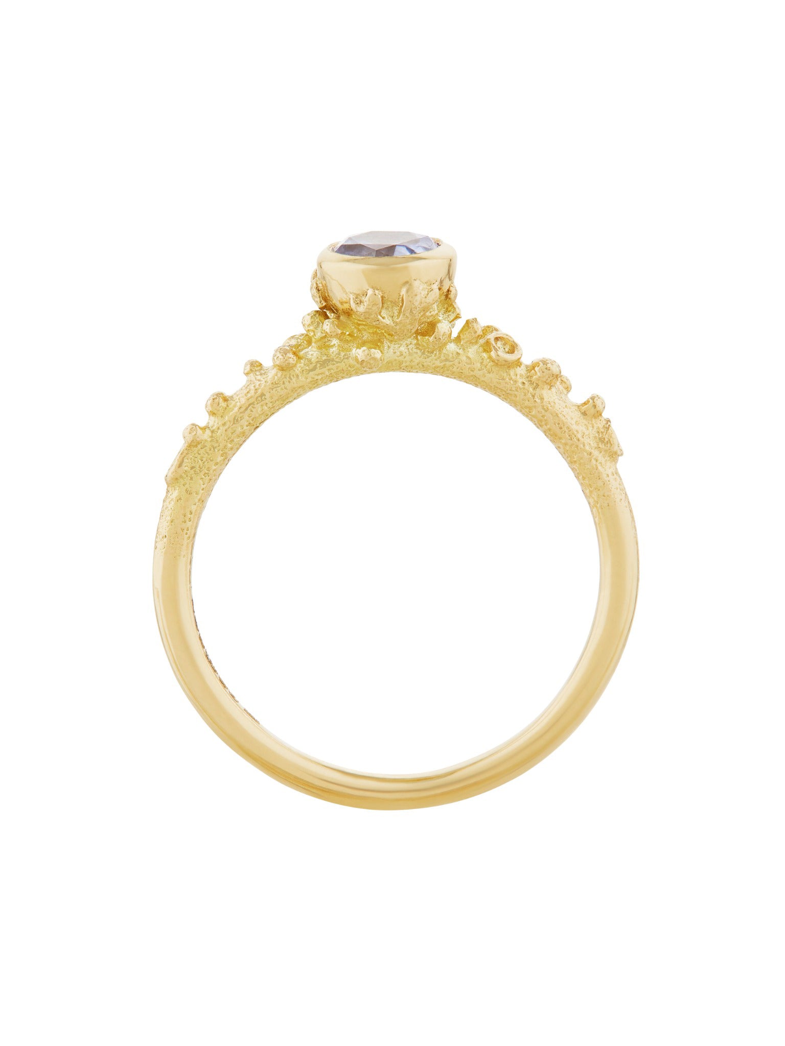 Ocean Coral Ring with Bezel Set Light Lavender Round Silky Sapphire - image 3 | silver