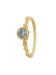 Ocean Coral Ring with Bezel Set Light Mint Blue Round Silky Sapphire