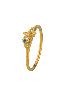 Starfish Stacking Ring with Aquamarine