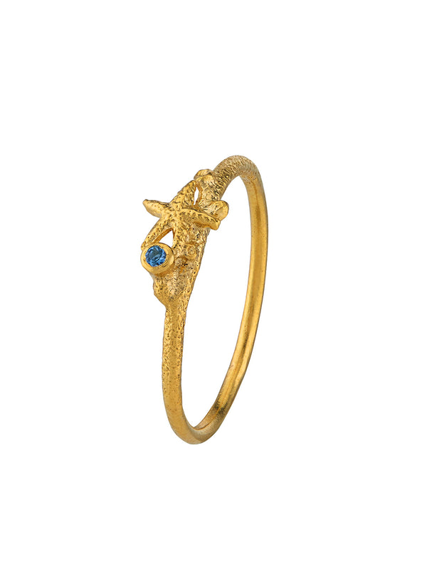 Starfish Stacking Ring with Aquamarine