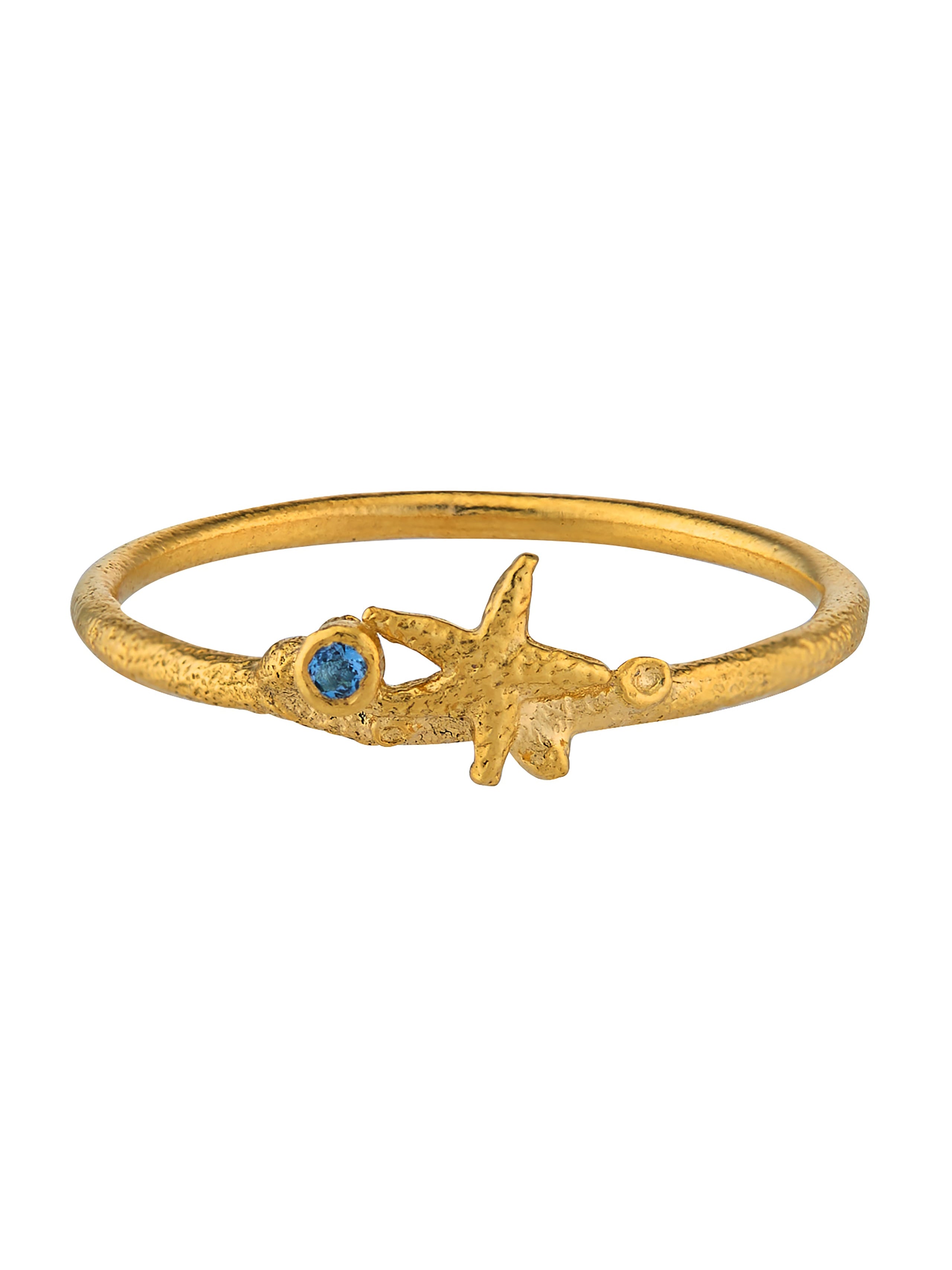 Starfish Stacking Ring with Aquamarine - image 5 | gold plate