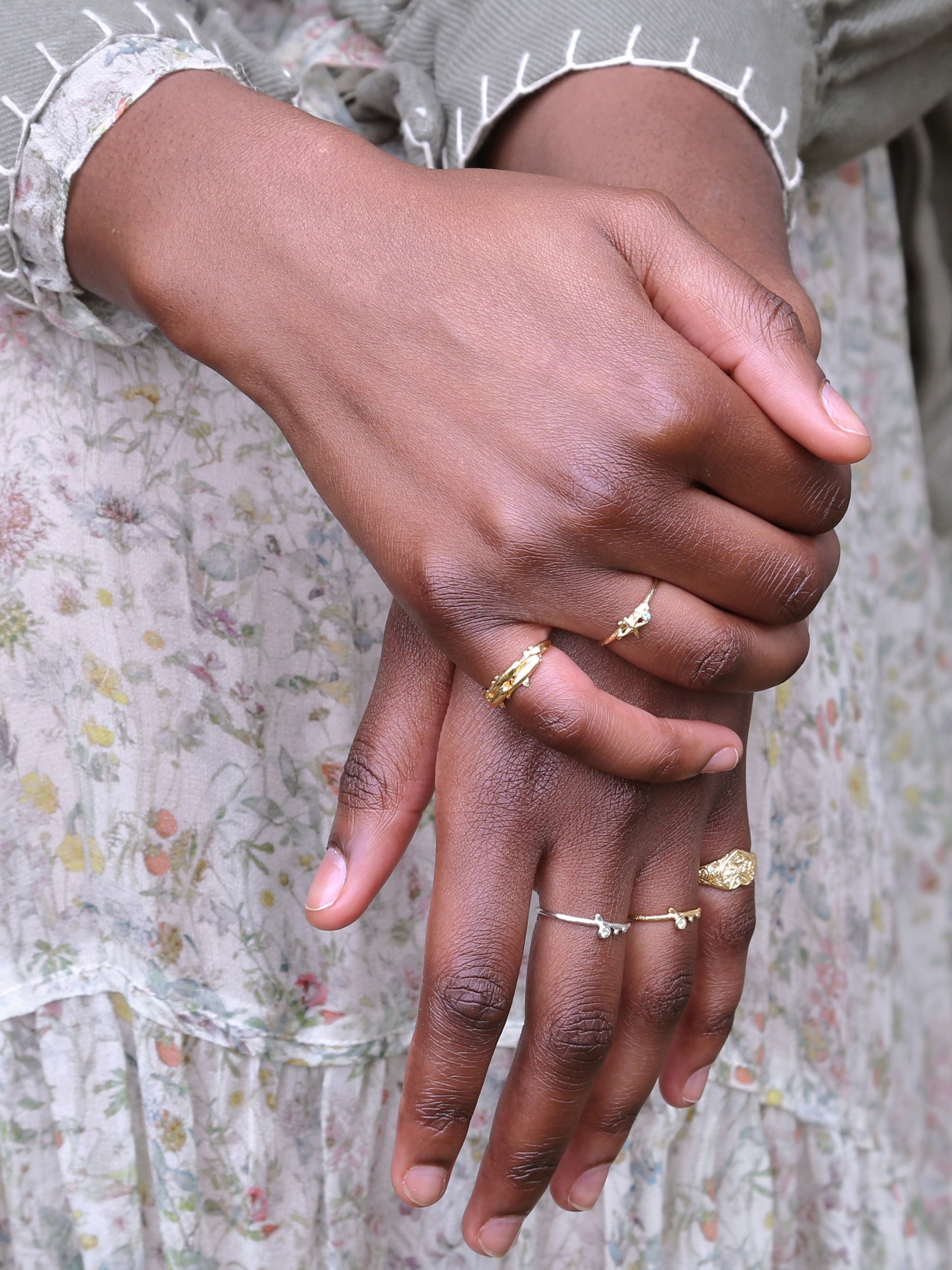 Starfish Stacking Ring with Aquamarine - image 3