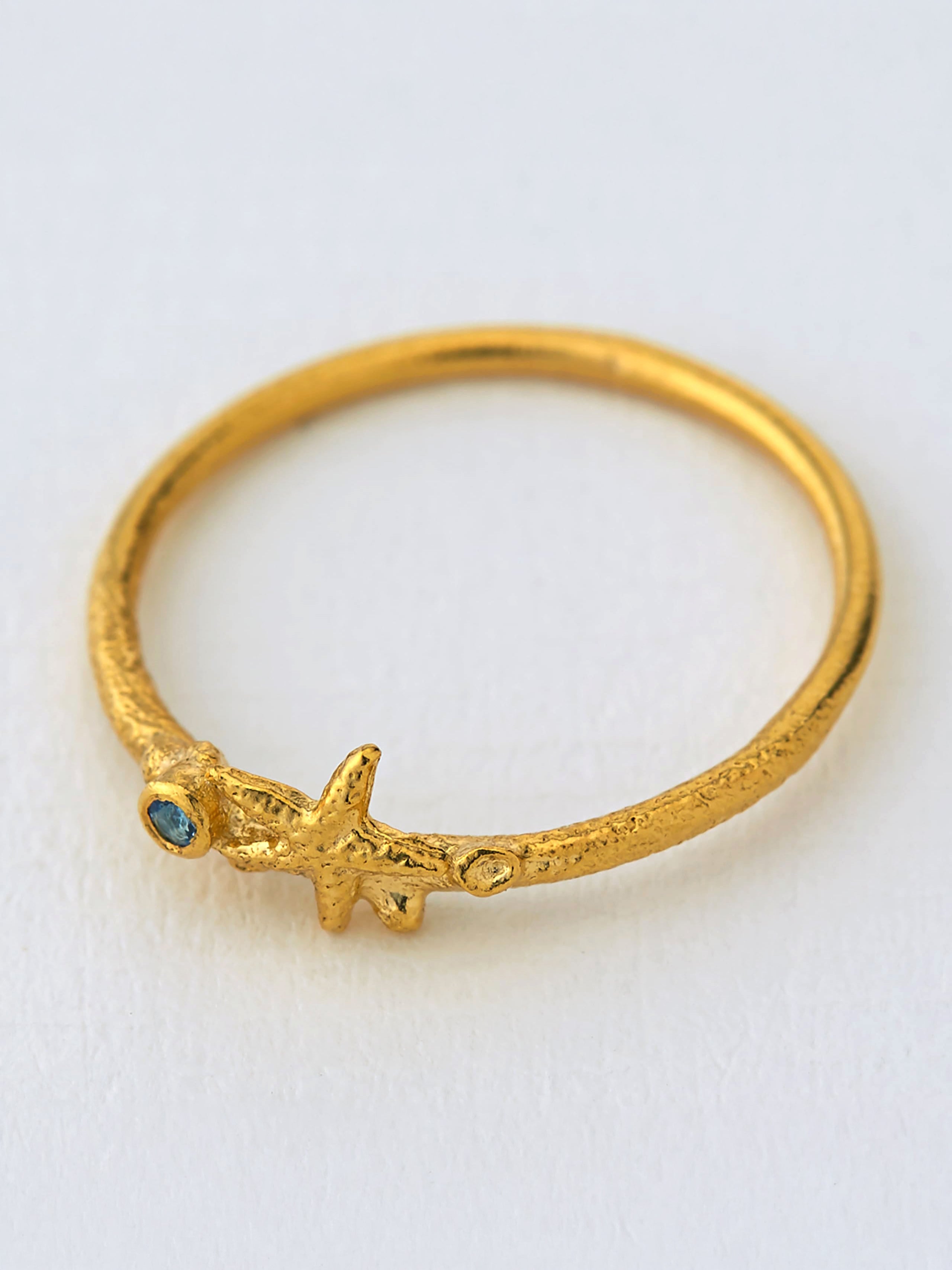 Starfish Stacking Ring with Aquamarine - image 4 | gold plate