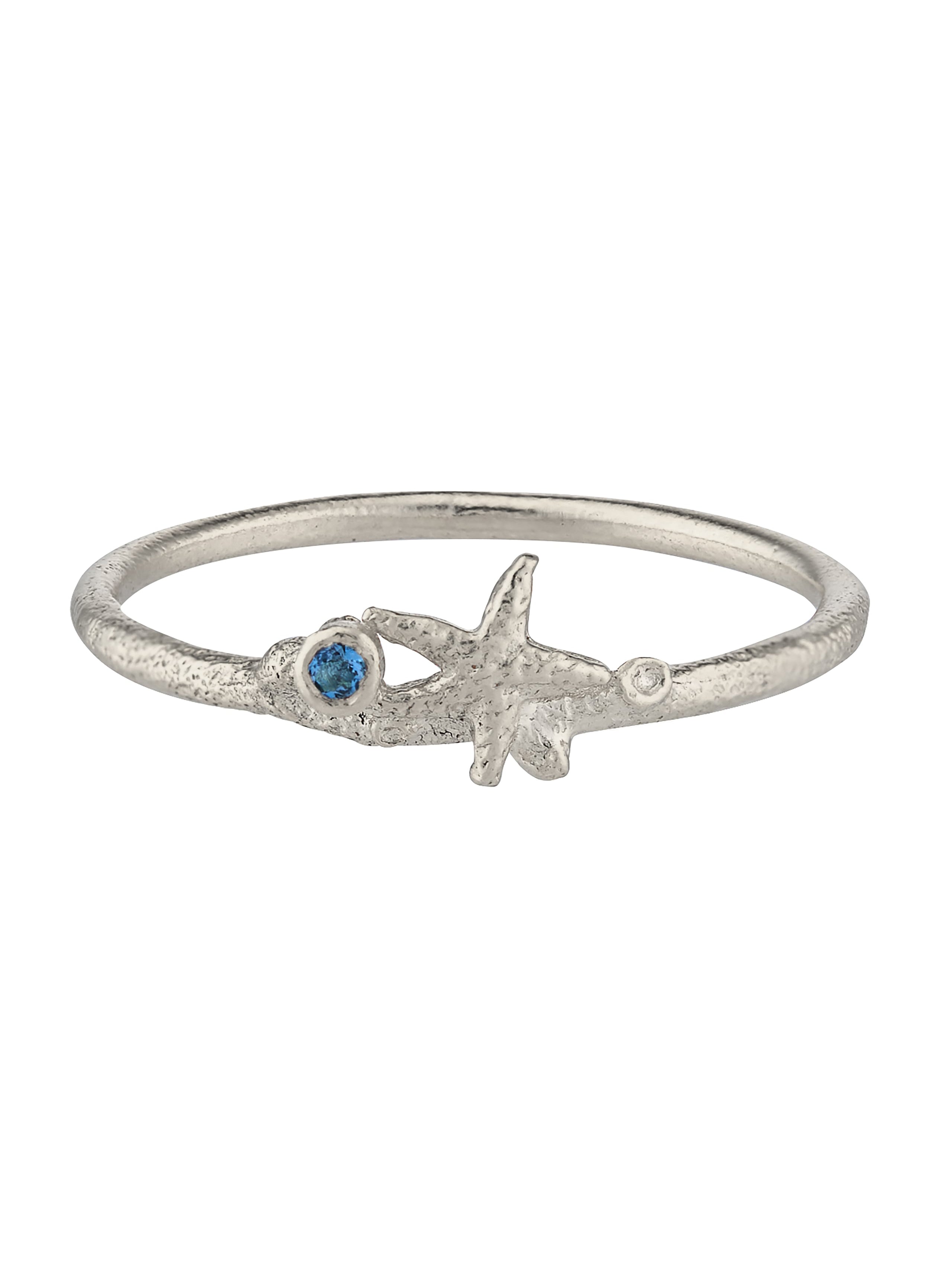 Starfish Stacking Ring with Aquamarine - image 8 | silver