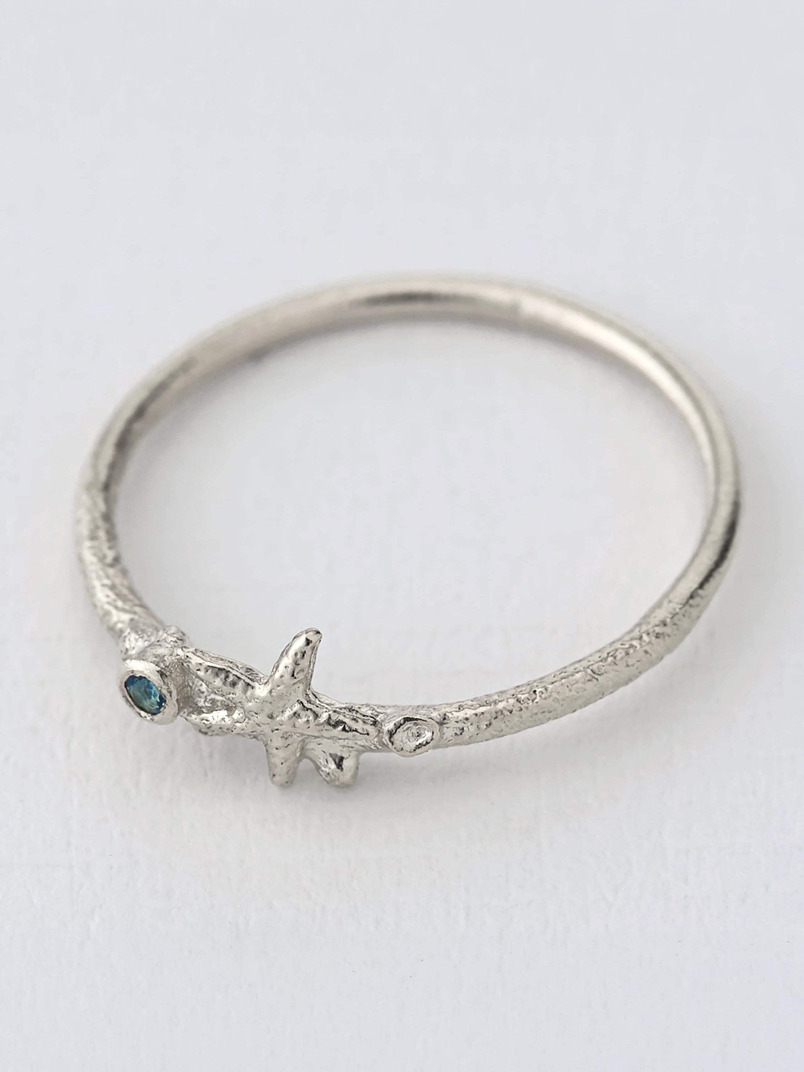 Starfish Stacking Ring with Aquamarine - image 7 | silver