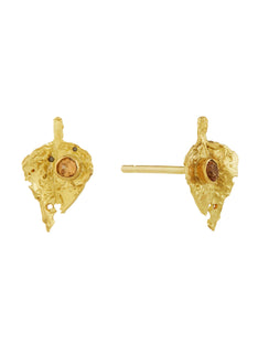 Autumn Leaf Orange Sapphire Studs