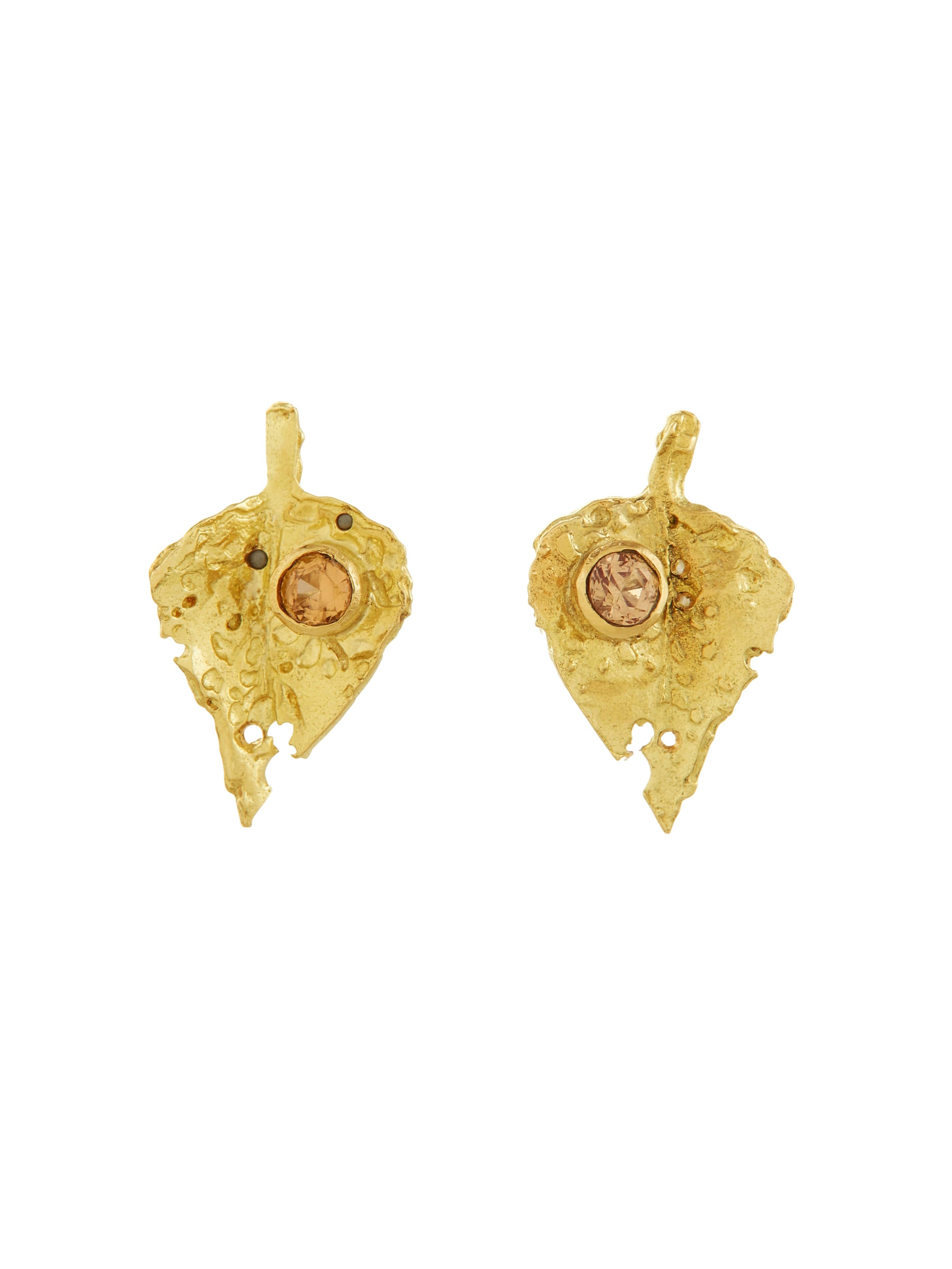 Autumn Leaf Orange Sapphire Studs - image 3 | 18ct yellow gold