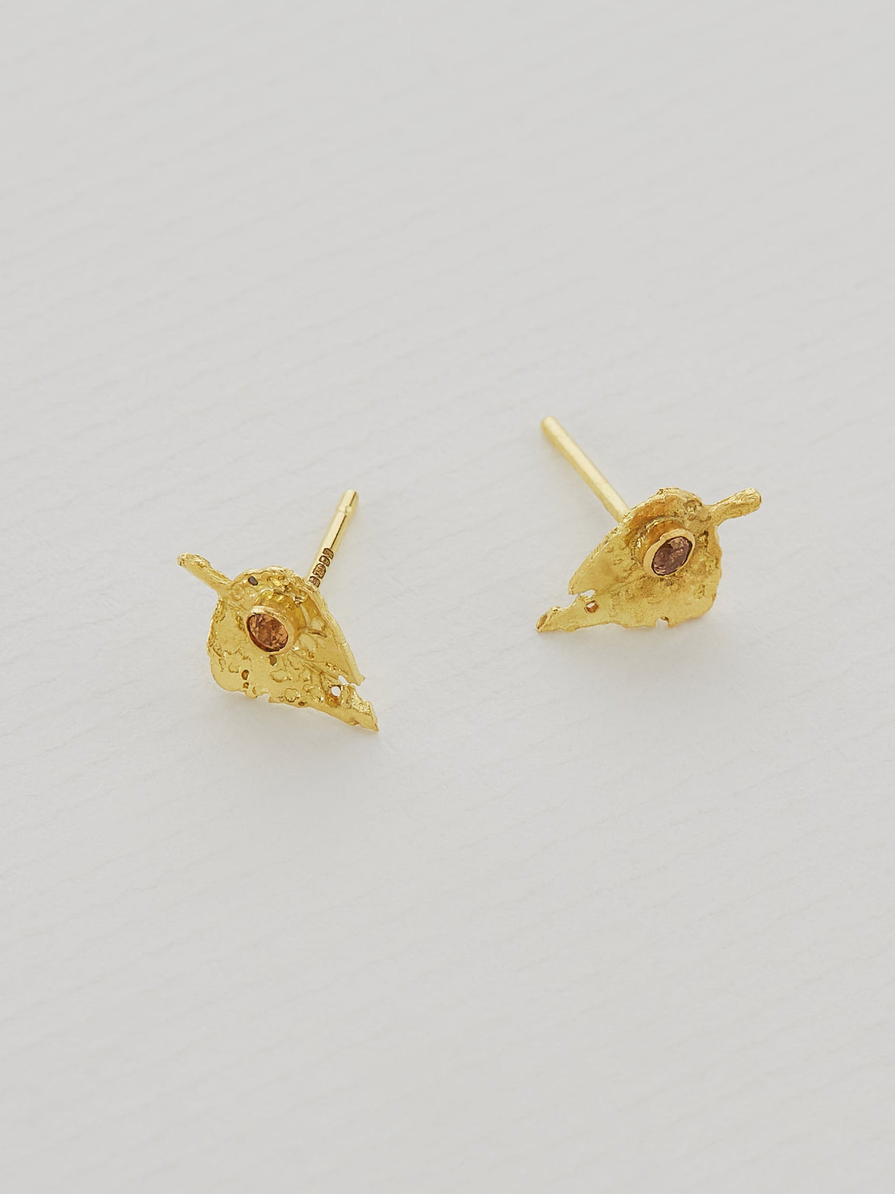 Autumn Leaf Orange Sapphire Studs - image 2 | 18ct yellow gold