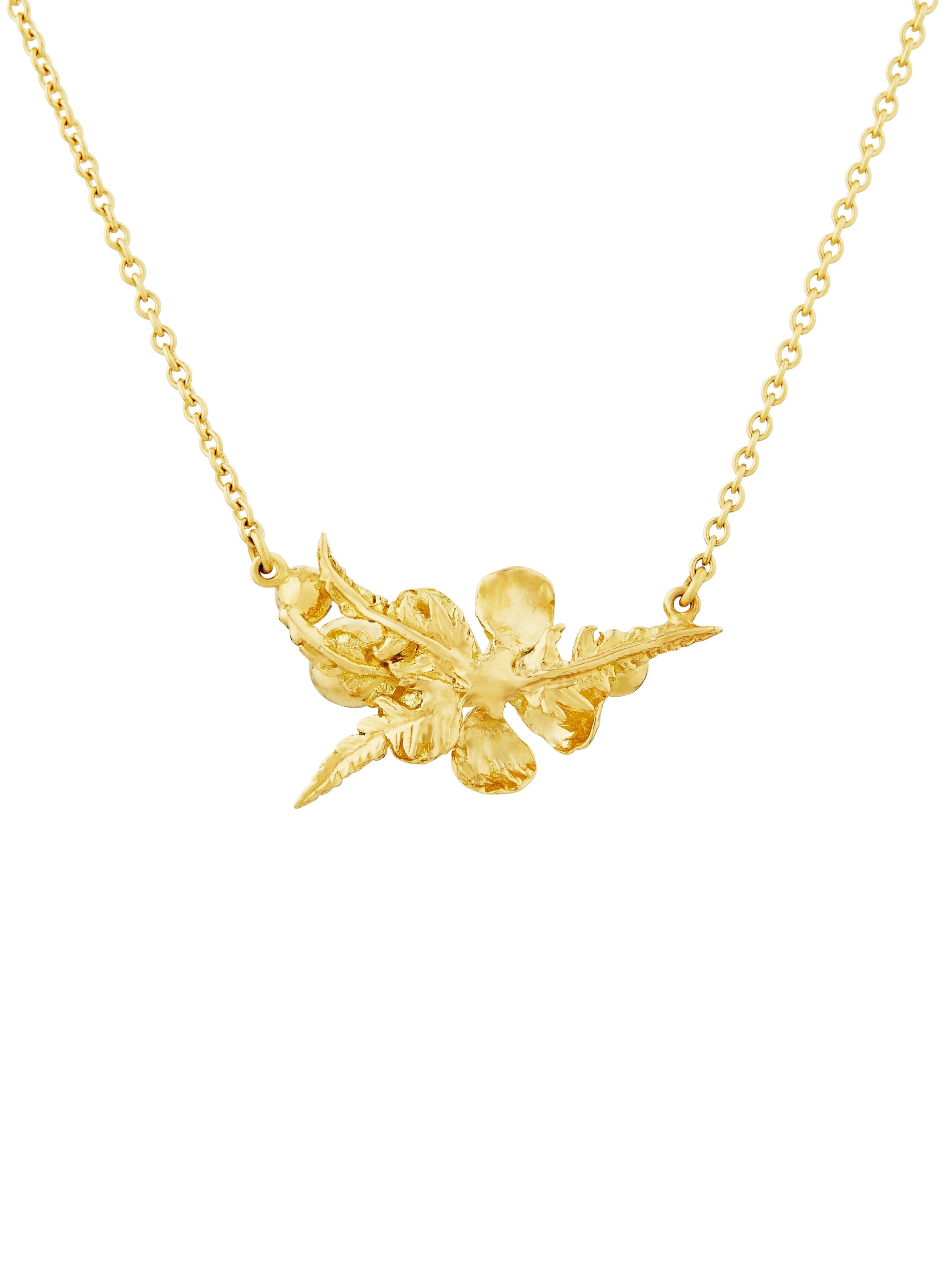 Tropical Flower Sapphire Inline Necklace - image 3 | 18ct yellow gold