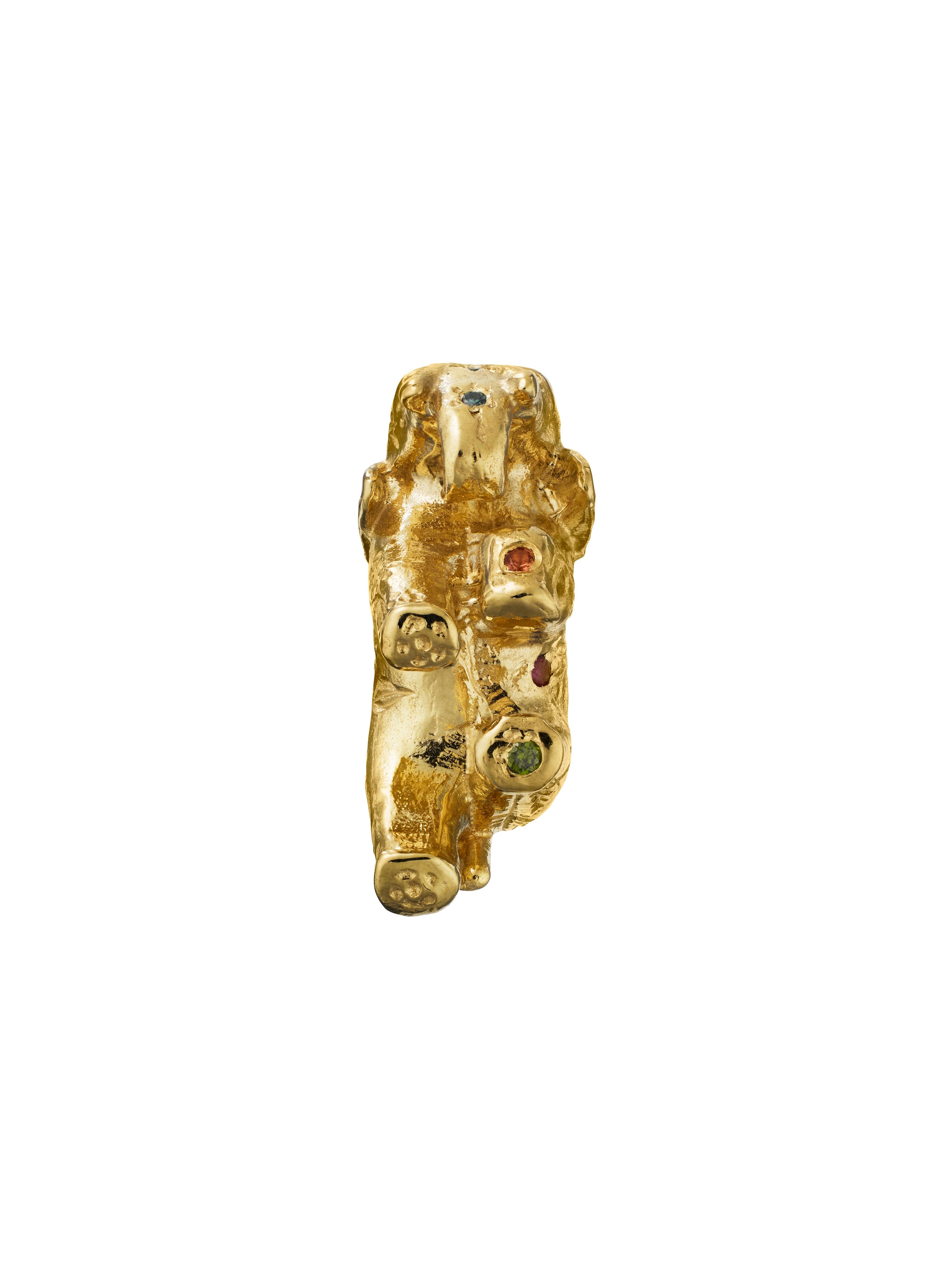 Floral Engraved Elephant Necklace with Rainbow Sapphires and Diamonds - image 5 | 18ct yellow gold