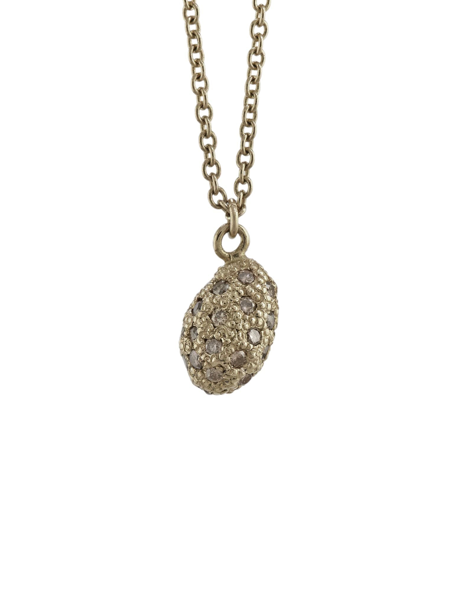 Prehistoric Egg Necklace with Grey Diamonds - image 1 | 18ct white gold