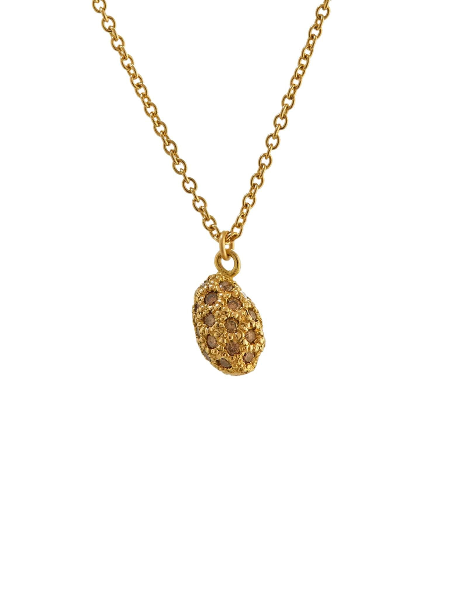 Australian Cognac Diamond Studded Egg Necklace - image 1 | 18ct yellow gold