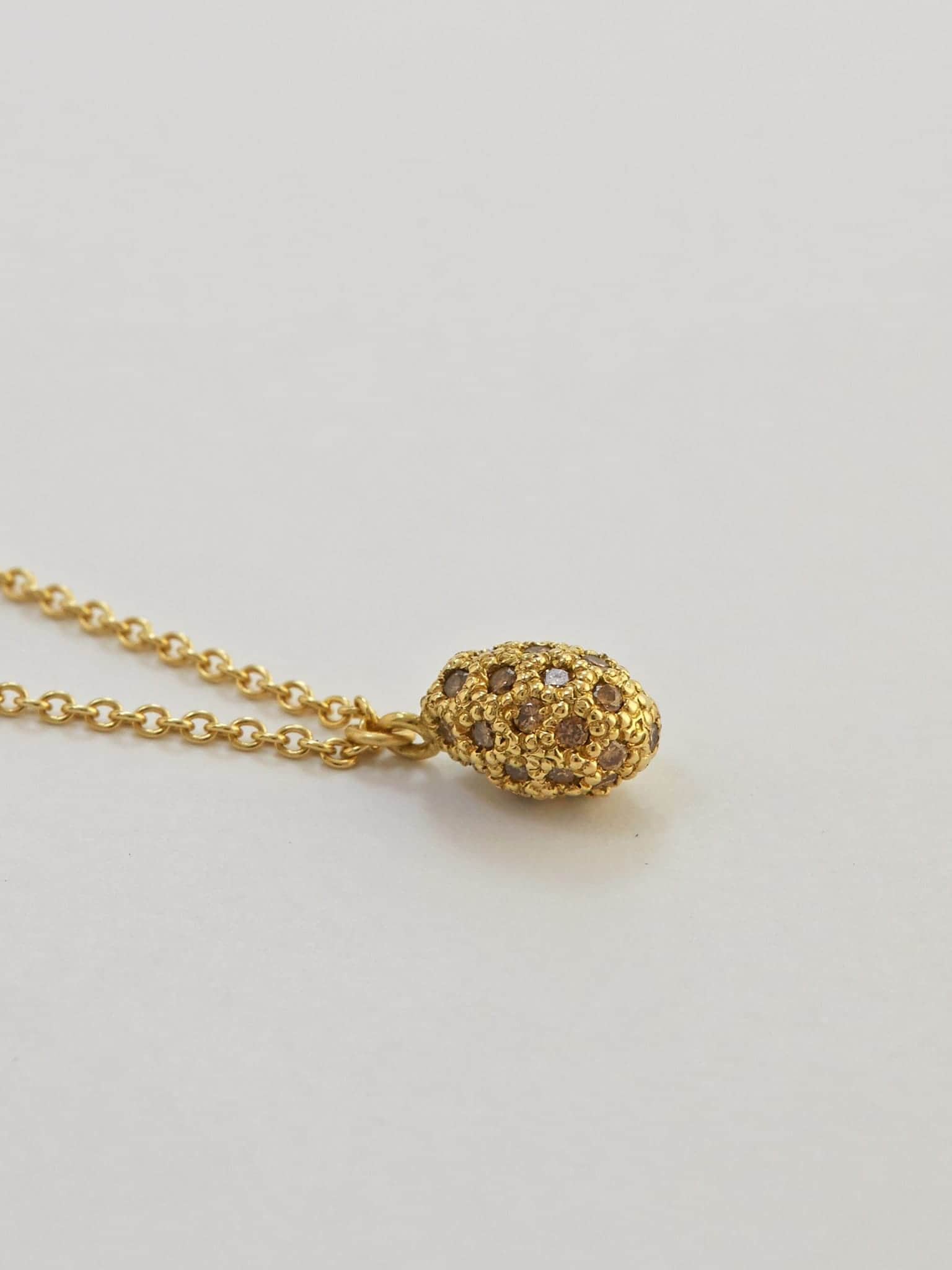 Australian Cognac Diamond Studded Egg Necklace - image 2 | 18ct yellow gold