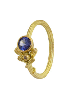 Seed Ring with Blue Sapphire and Diamonds