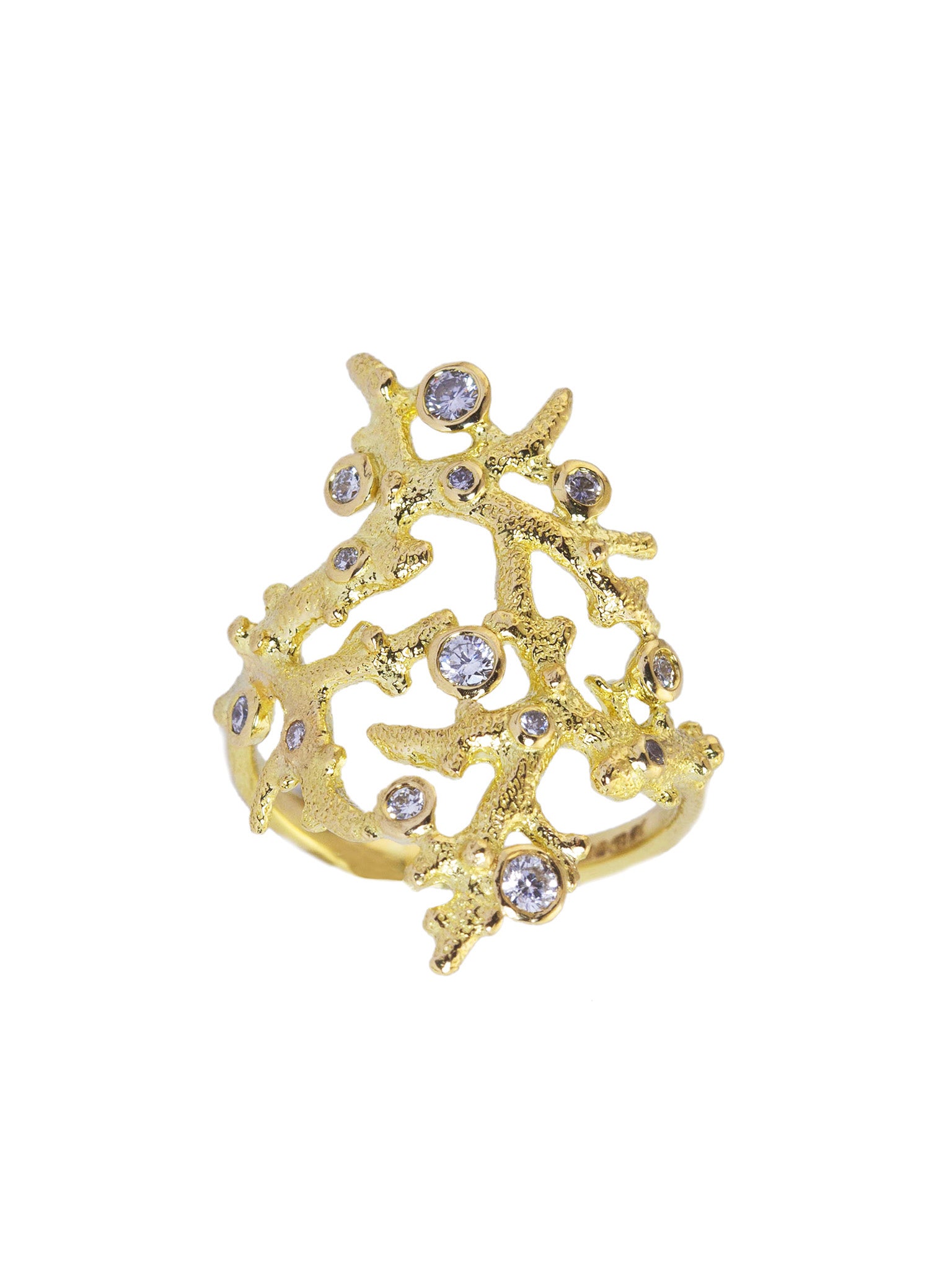 Elkhorn Coral Cocktail Ring with Responsibly Sourced Ocean Diamonds - image 1 | 18ct yellow gold