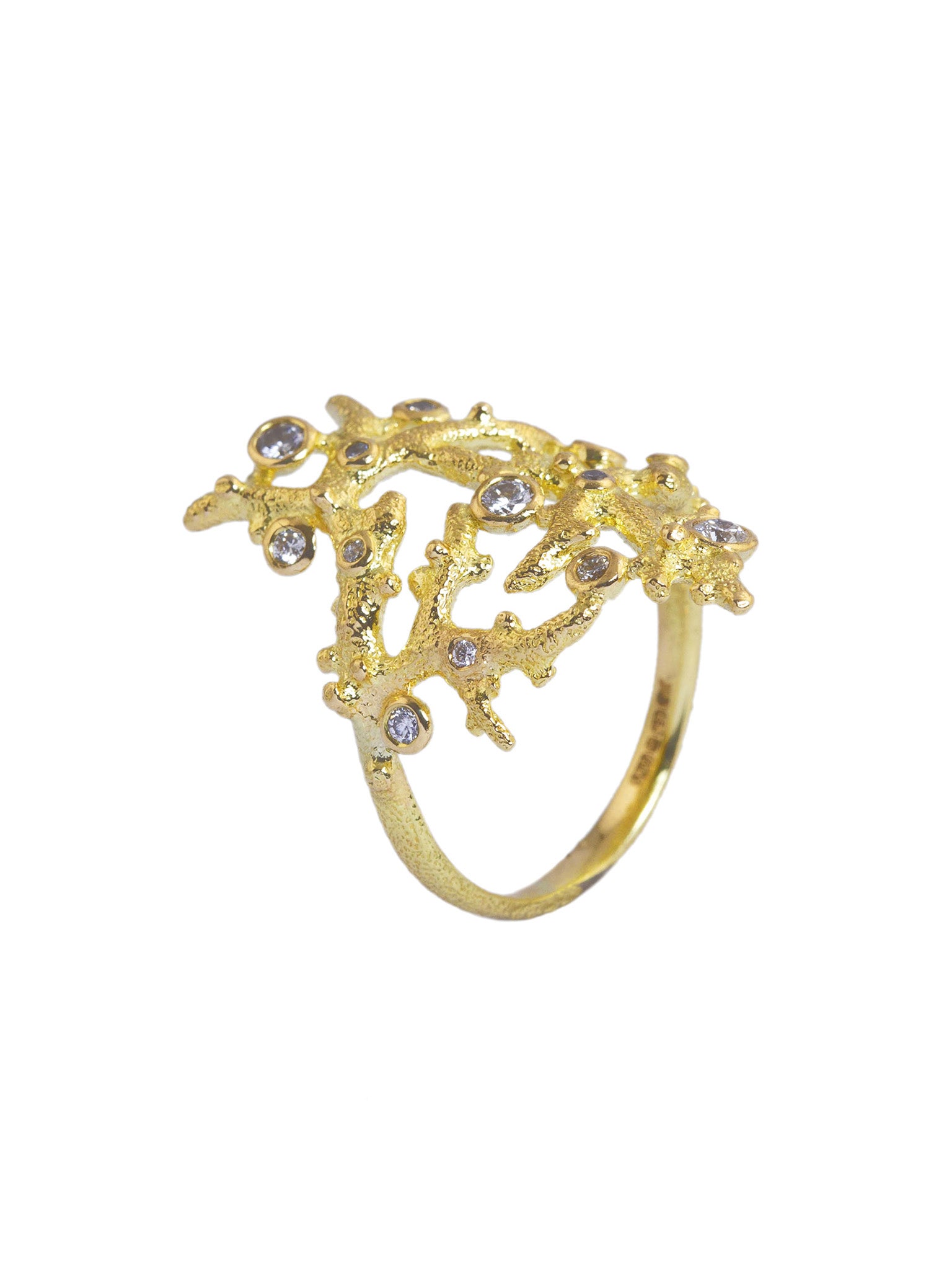 Elkhorn Coral Cocktail Ring with Responsibly Sourced Ocean Diamonds - image 4 | 18ct yellow gold