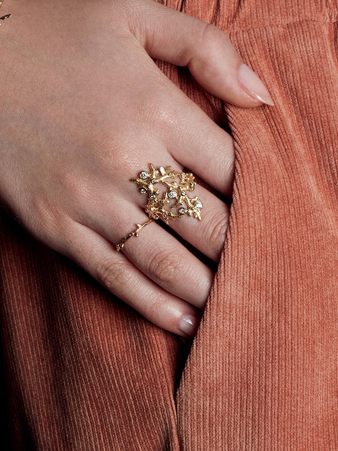 Elkhorn Coral Cocktail Ring with Responsibly Sourced Ocean Diamonds - image 2
