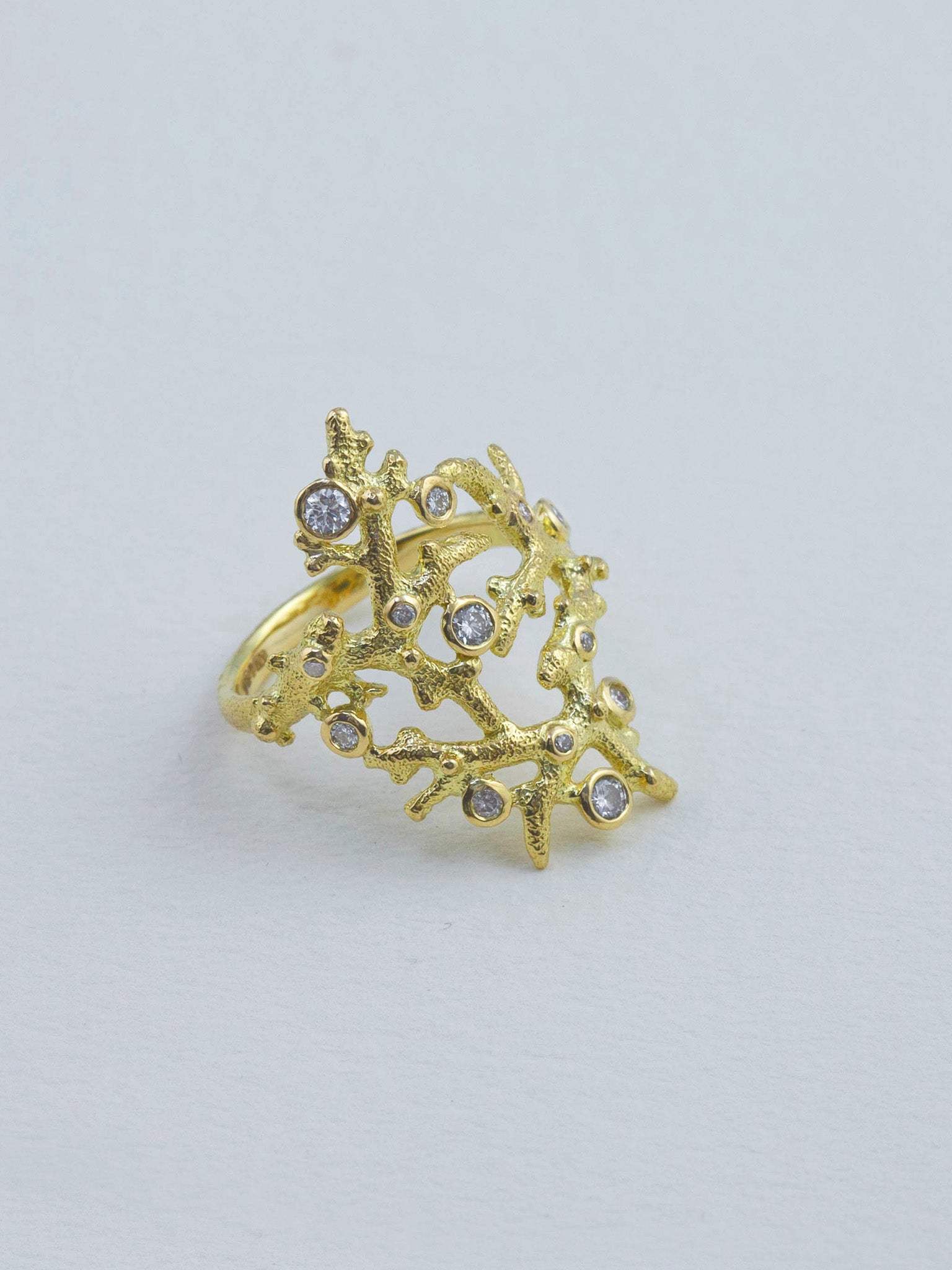 Elkhorn Coral Cocktail Ring with Responsibly Sourced Ocean Diamonds - image 3 | 18ct yellow gold