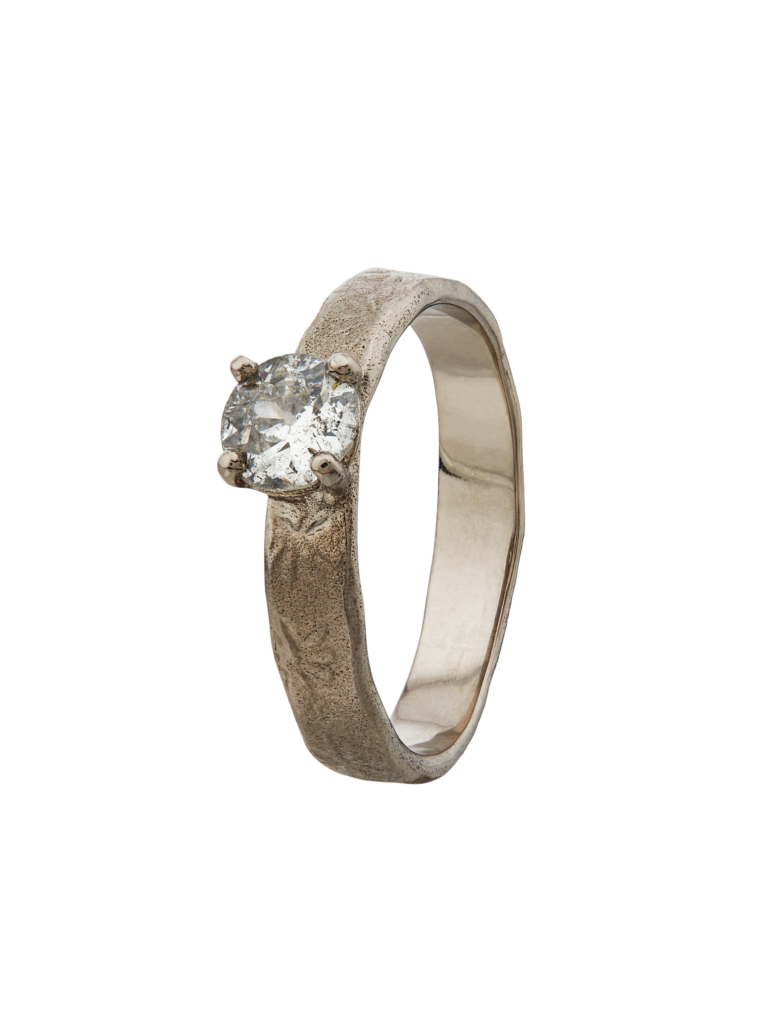 Natural History Solitaire Diamond Band Ring - image 1 | 18ct white gold