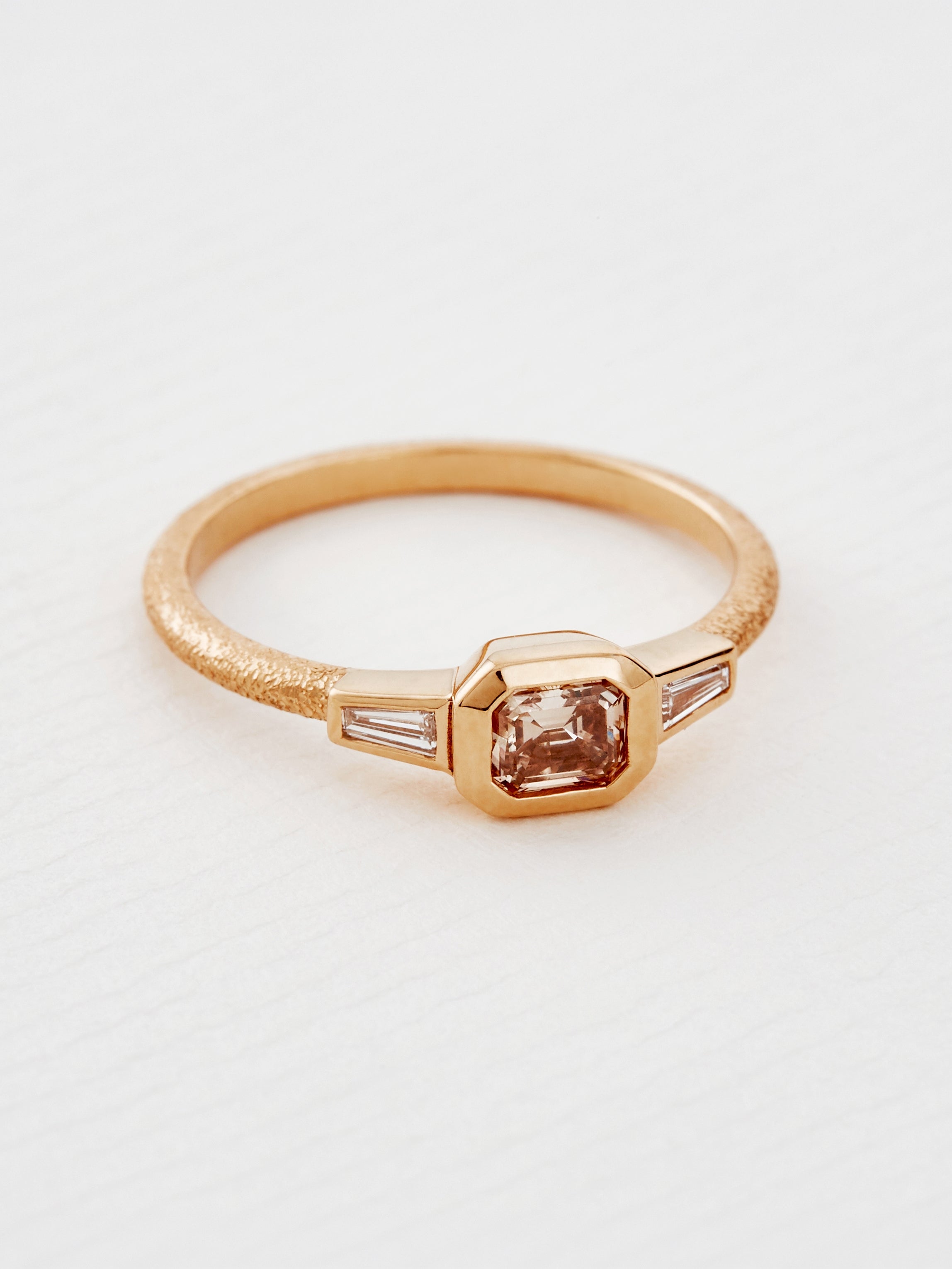 Trilogy Ring with Blush Champagne Diamond - image 3 | 18ct rose gold