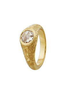 Wild Rose Signet Ring with 0.97ct Lab Grown Rose Cut Diamond
