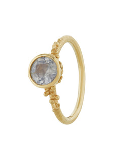 Ocean Coral Ring with Bezel Set Ice Blue Round Silky Sapphire