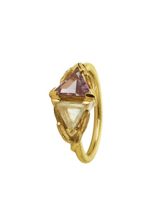 Pink Sapphire and Maccle Diamond Toi et Moi Ring
